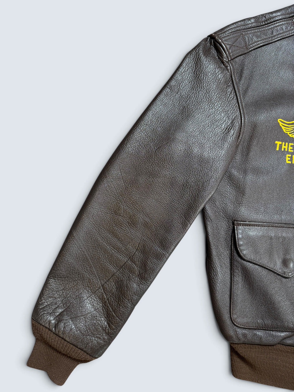 Jacket cuir goatskin flight A-2 Cooper usa usaf Little Gem nose art patch black 80’s - 38 (M)