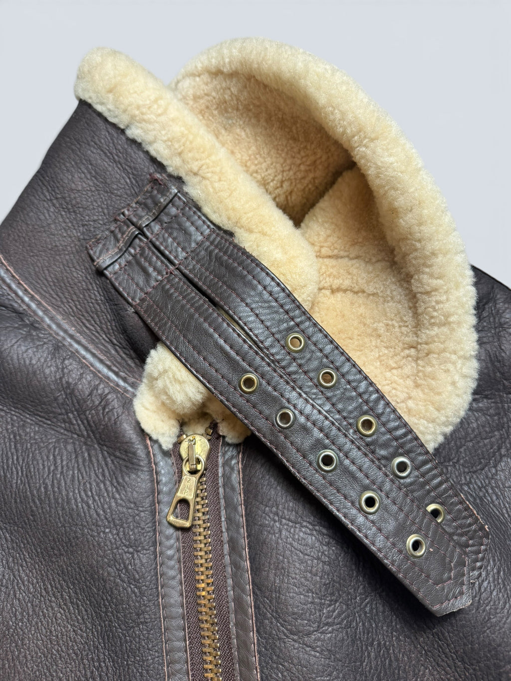 Jacket cuir bomber flight shearling B-3 Aviation Co usaf brown vintage 90’s - M/L