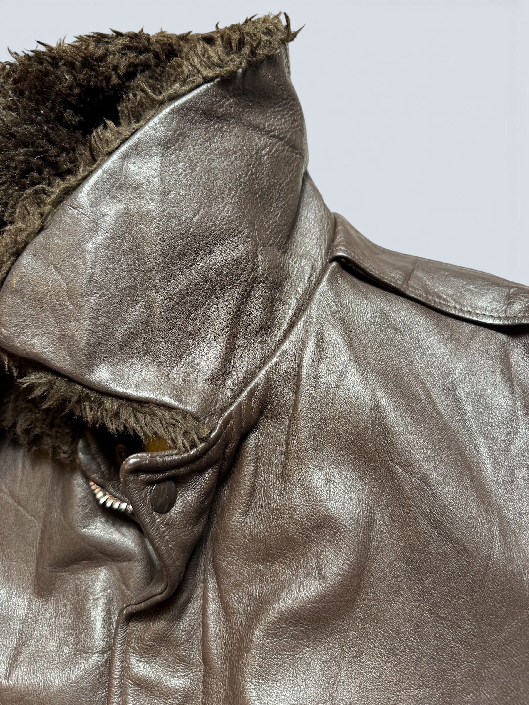Jacket cuir cowhide flight bomber Gino Leathers made in USA black 70’s - 42 (M)