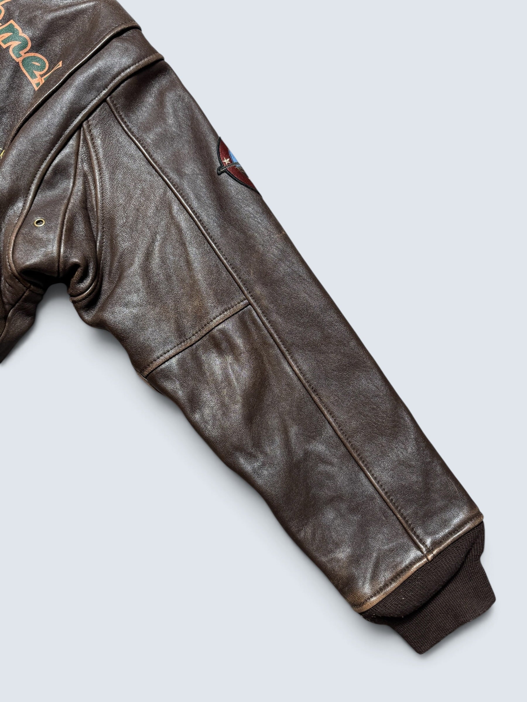 Jacket cuir lambskin flight G-1 Schott NYC Wings Of Gold Top Gun usn full patch nose art black - M (XL)