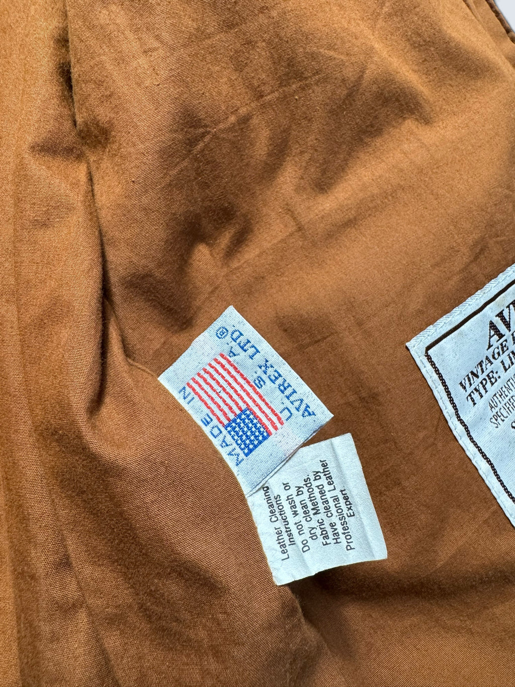 Jacket cuir cowhide flight A-2 Avirex Fielders Choice usaf nose art brown 80’s - 38 (M)