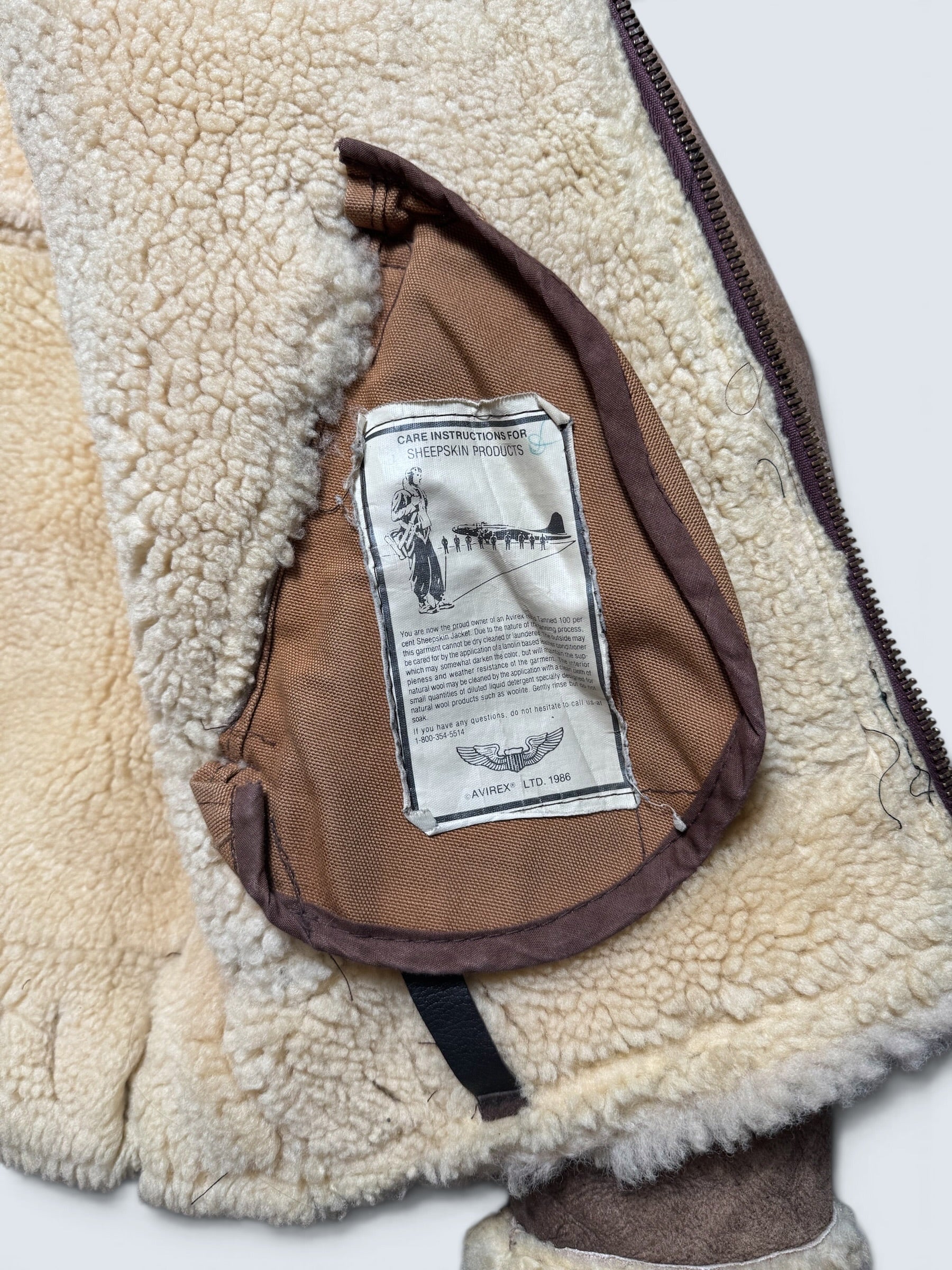 Jacket cuir flight shearling B-3 Avirex made in USA usaf brown vintage 80’s - 38 (M)