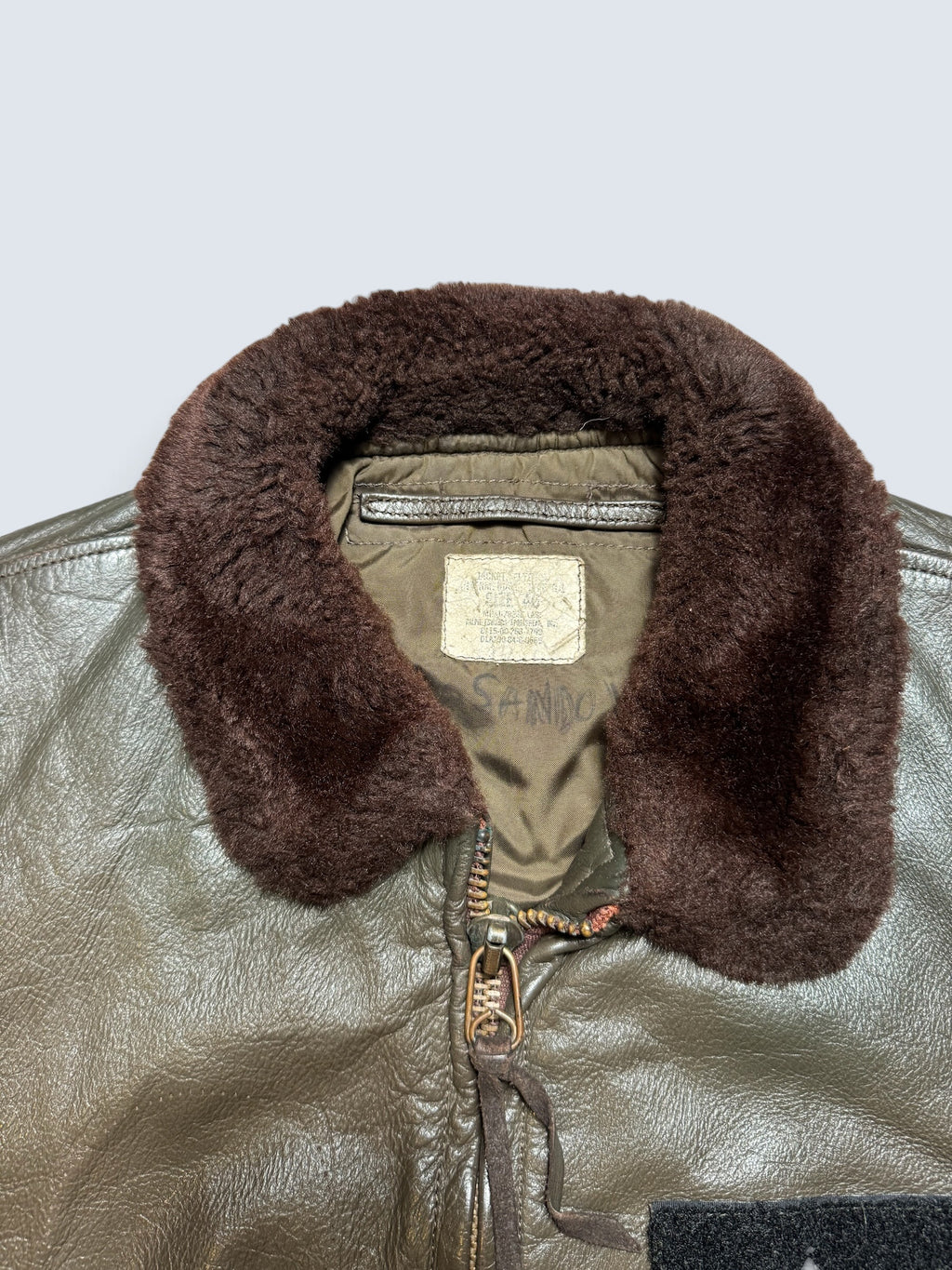 Jacket cuir goatskin flight G-1 original US Navy Ralph Edwards 1984 Cold War Era - 40 (M/L)