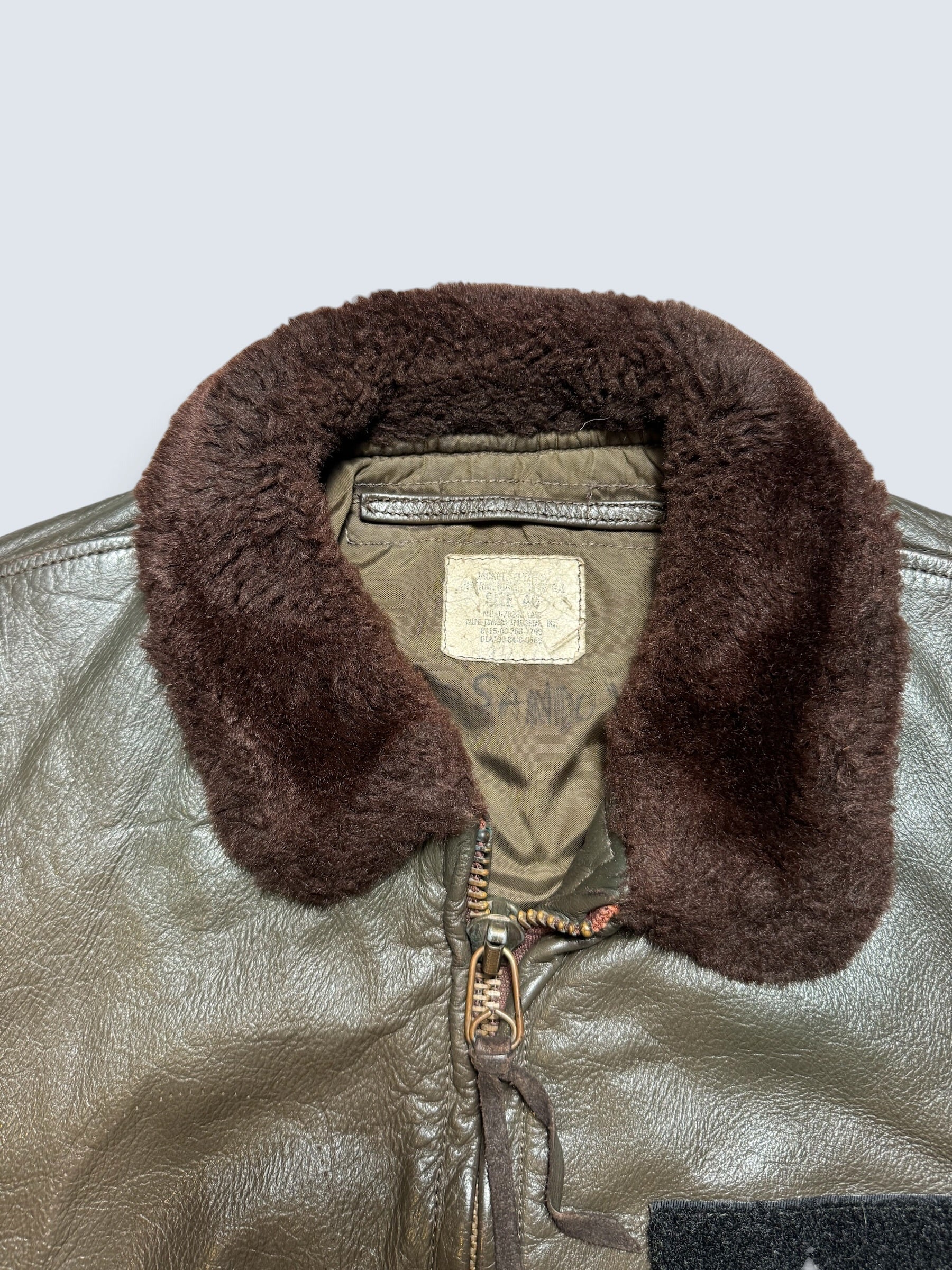 Jacket cuir goatskin flight G-1 original US Navy Ralph Edwards 1984 Cold War Era - 40 (M/L)