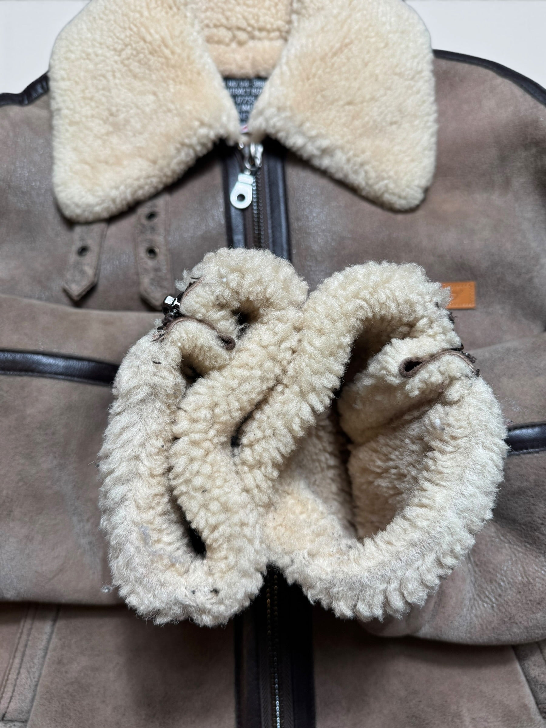 Jacket cuir flight shearling Irvin Avirex made in USA RAF grey vintage 80’s - 40 (L)