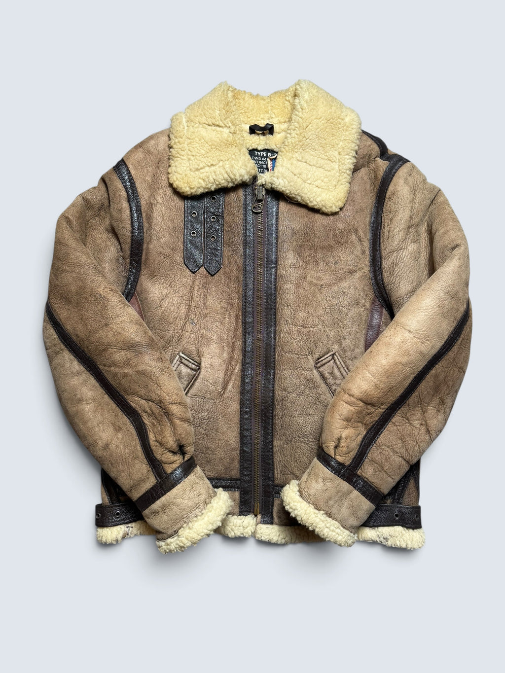 Jacket cuir flight shearling B-3 Schott made in USA usaf brown vintage 80’s - 38 (M)