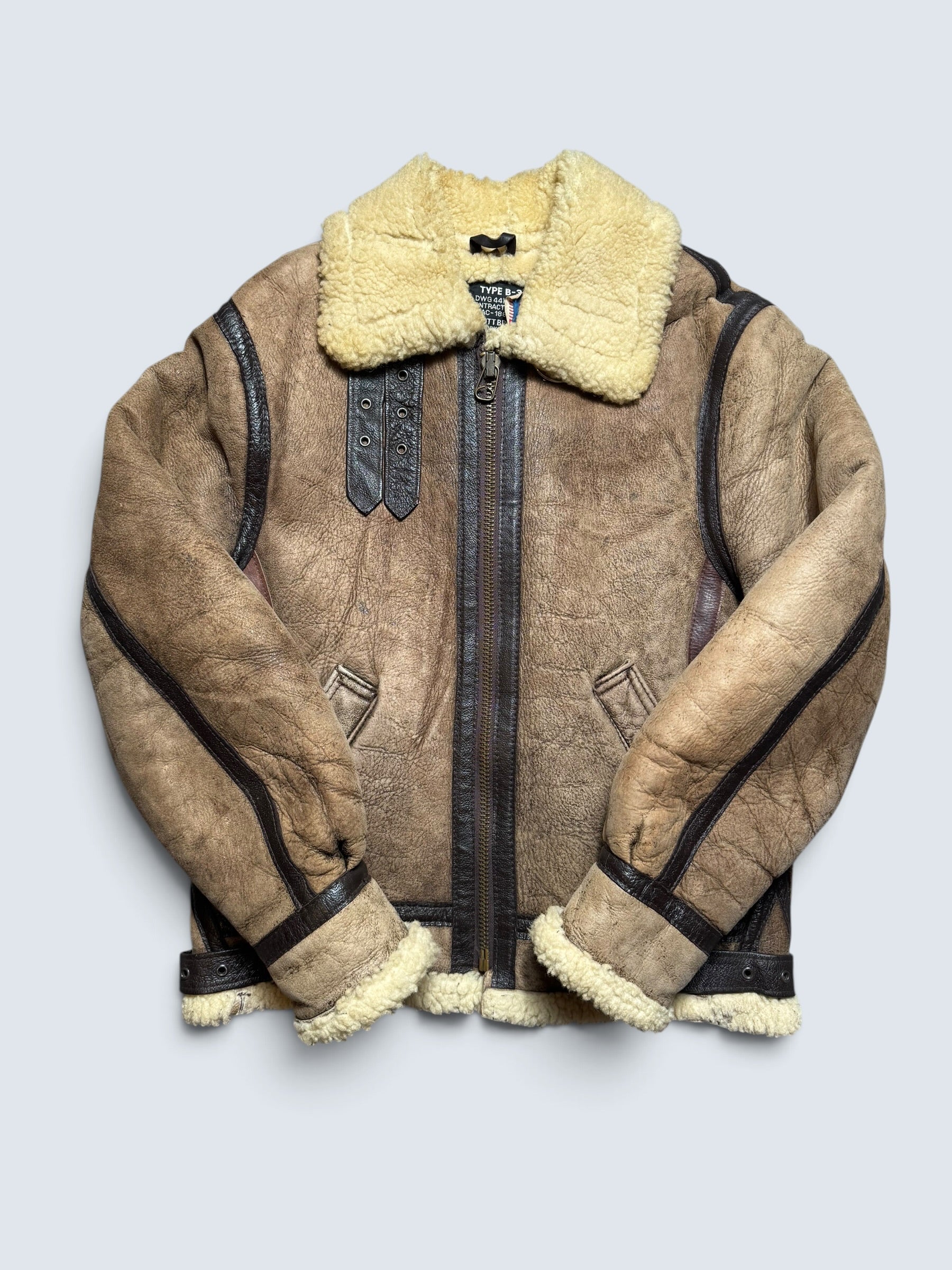 Jacket cuir flight shearling B-3 Schott made in USA usaf brown vintage 80’s - 38 (M)