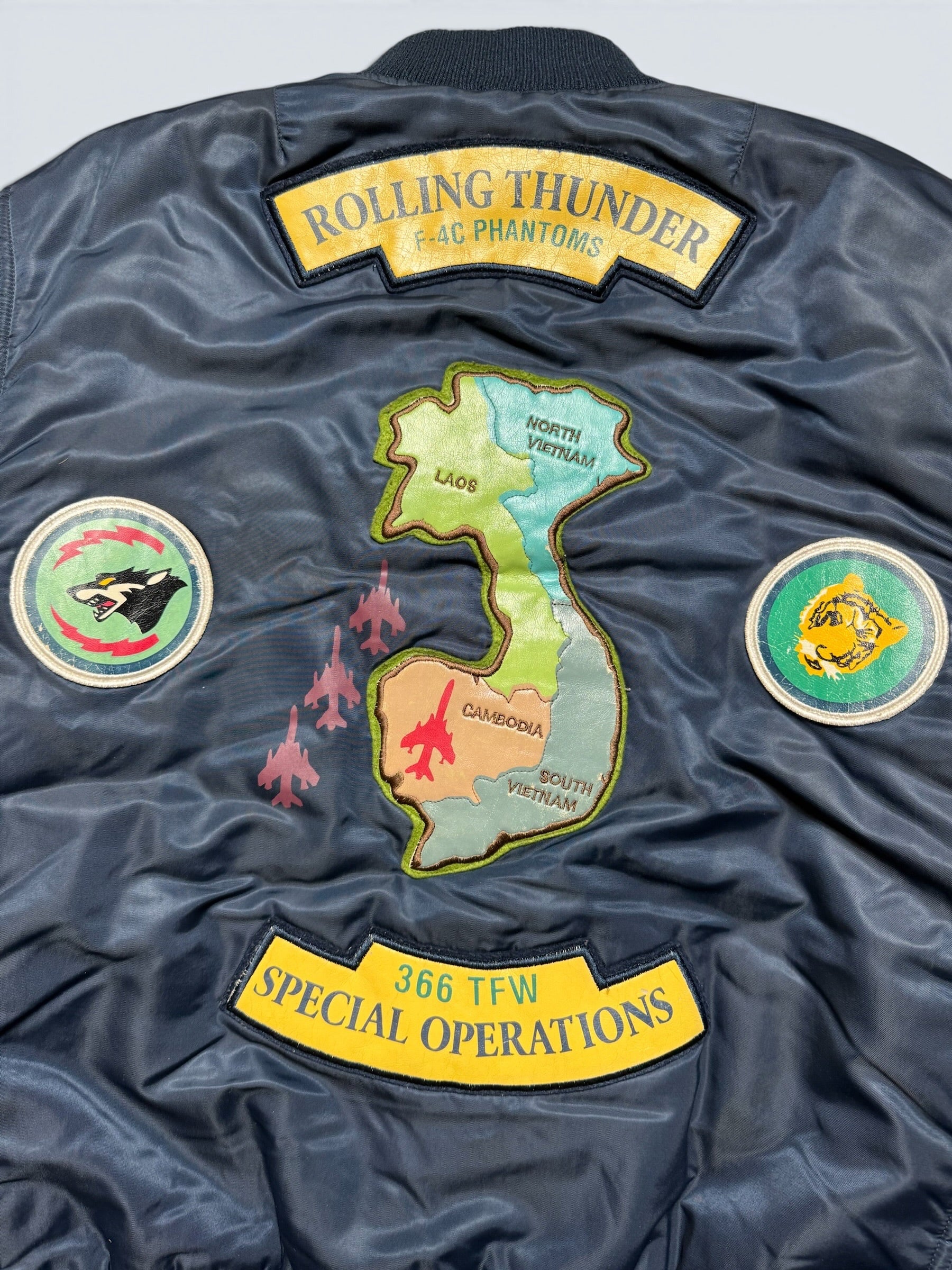 Jacket bomber flight nylon Avirex USA Vietnam / Rolling thunder usaf marine 90's - L