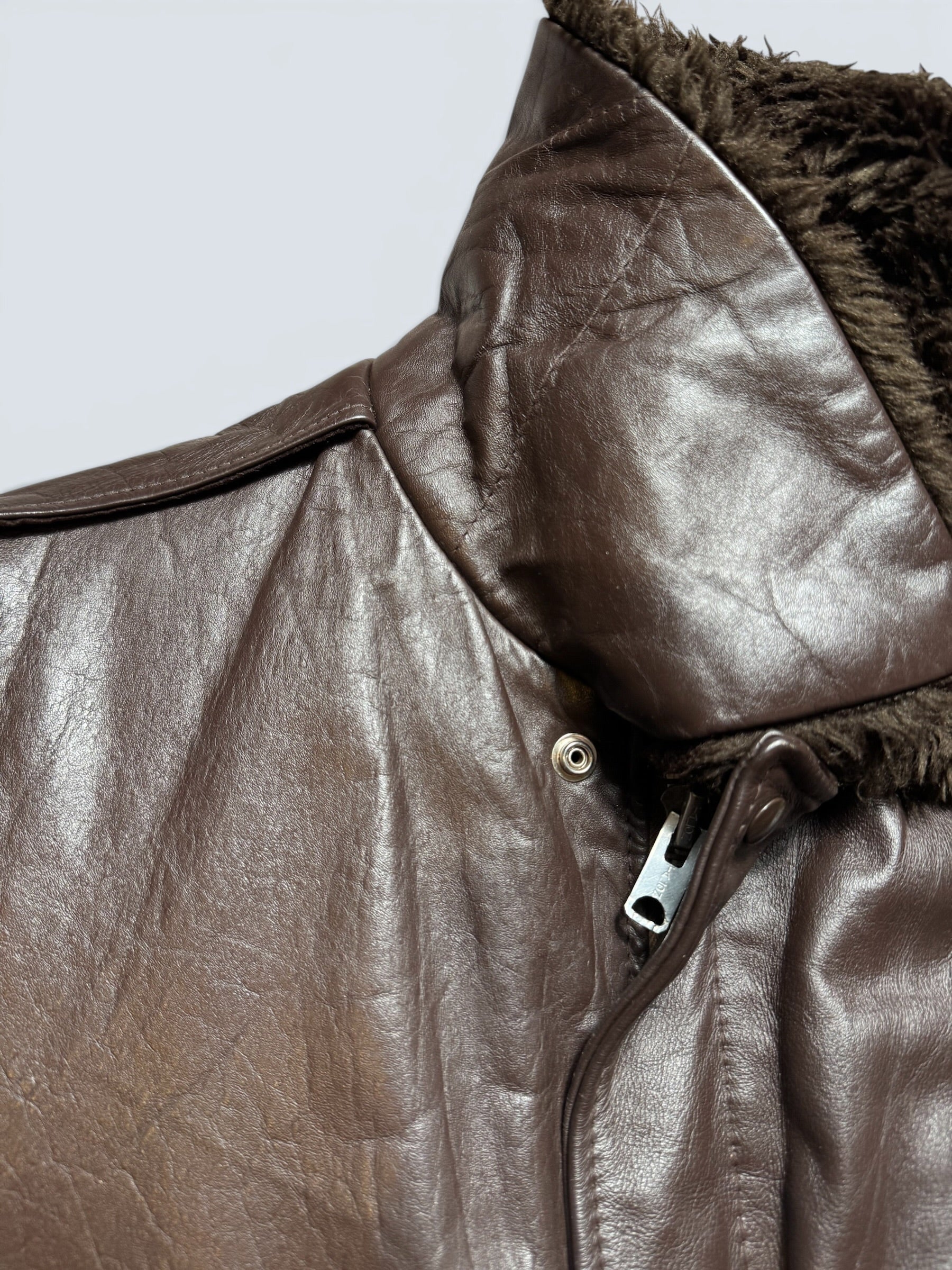 Jacket cuir cowhide flight bomber Wear-Guard made in USA brown 70’s - 42 (L)