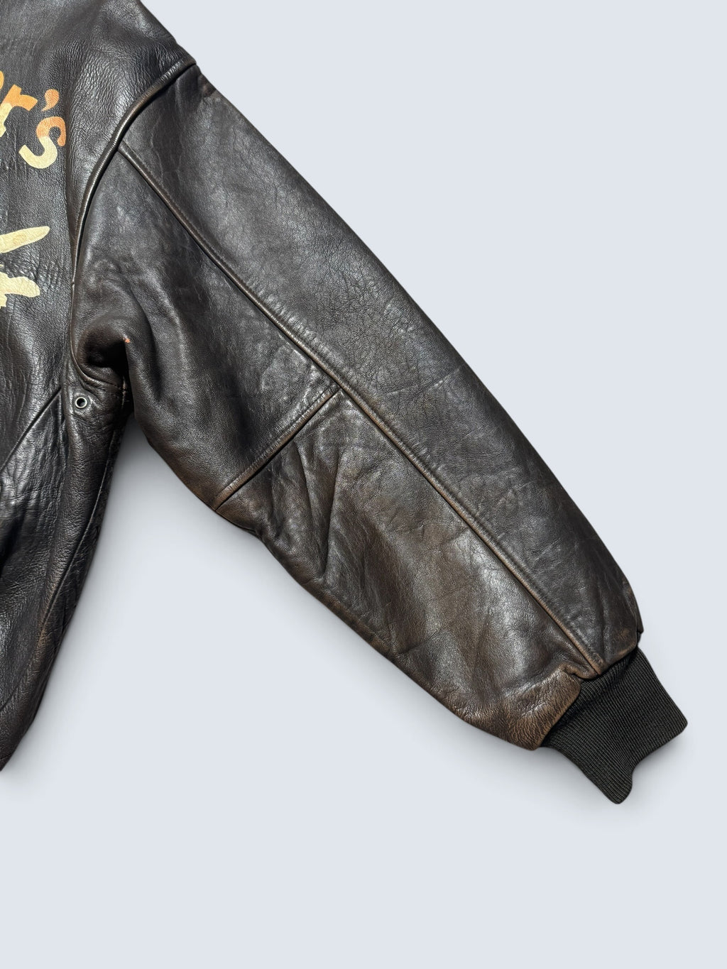 Jacket cuir cowhide flight A-2 Avirex usaf Glenn Millers nose art black 1998 - XL