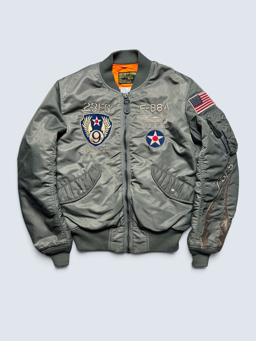 Jacket nylon bomber flight Ma-1 Avirex LTD Japan exclusive F-86 Flying Sharks 00's - S