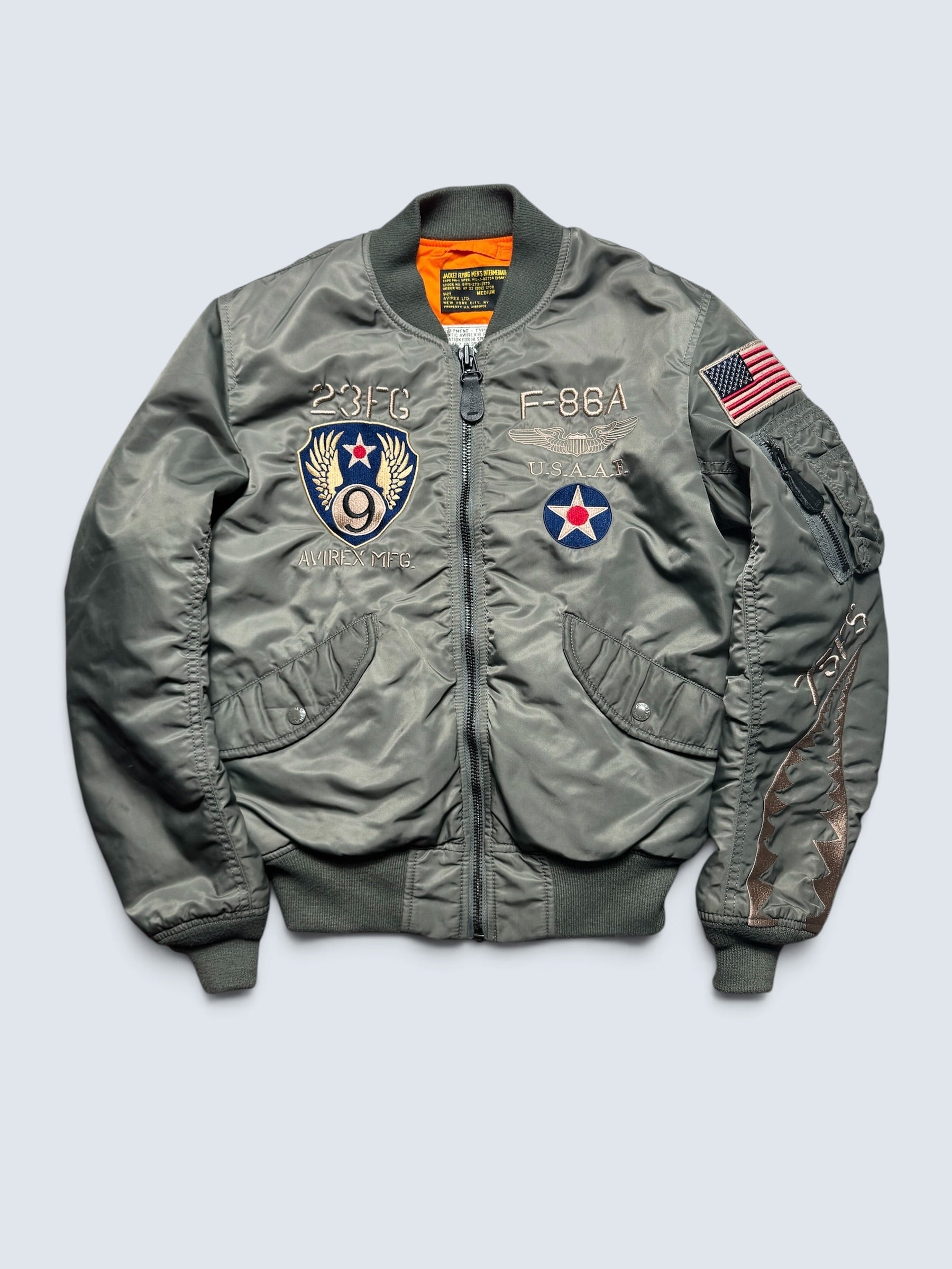 Jacket nylon bomber flight Ma-1 Avirex LTD Japan exclusive F-86 Flying Sharks 00's - S