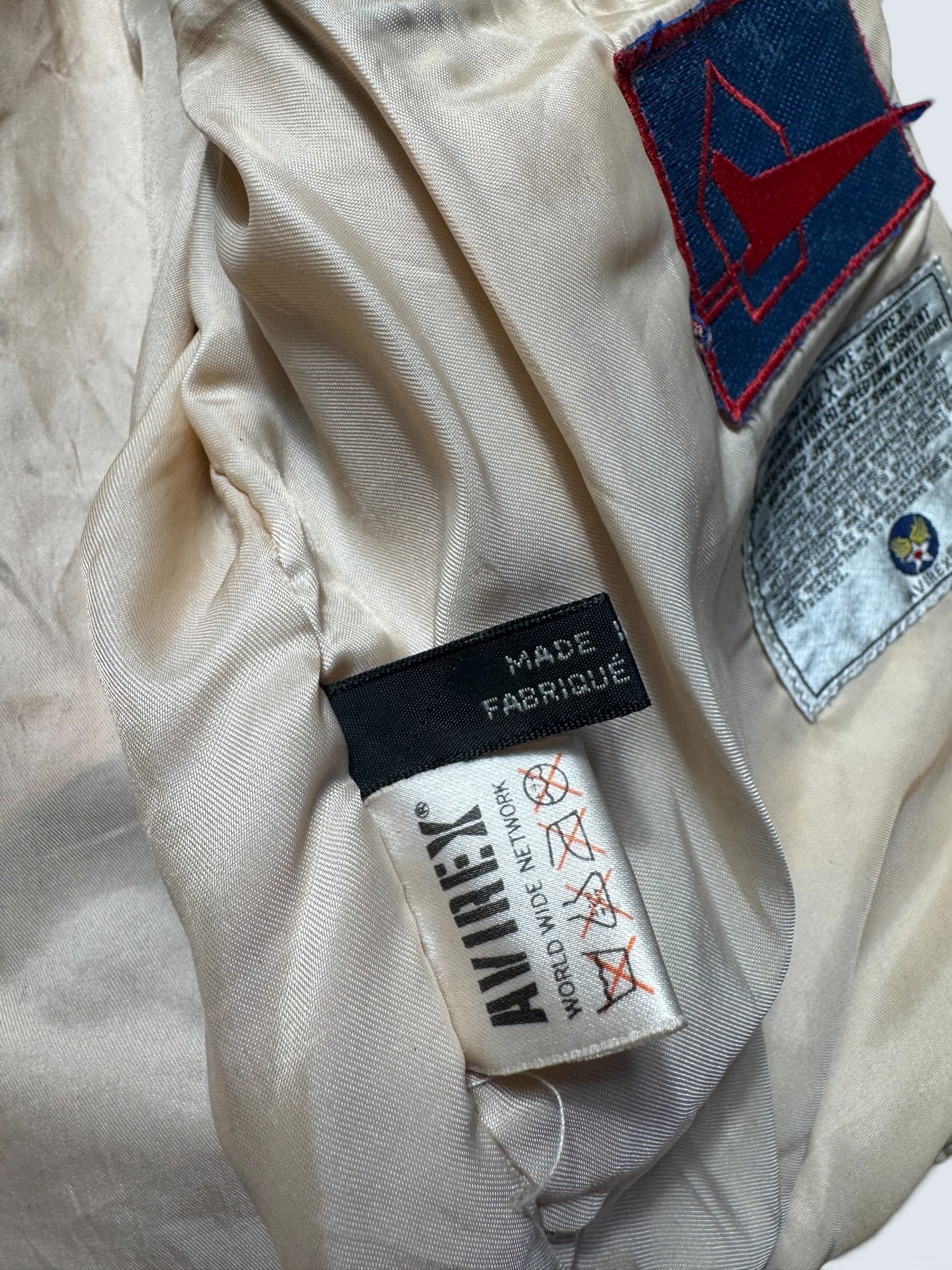 Jacket cuir cowhide flight G-1 Avirex usn full patch Mig-29 brown 1990 - XS/S