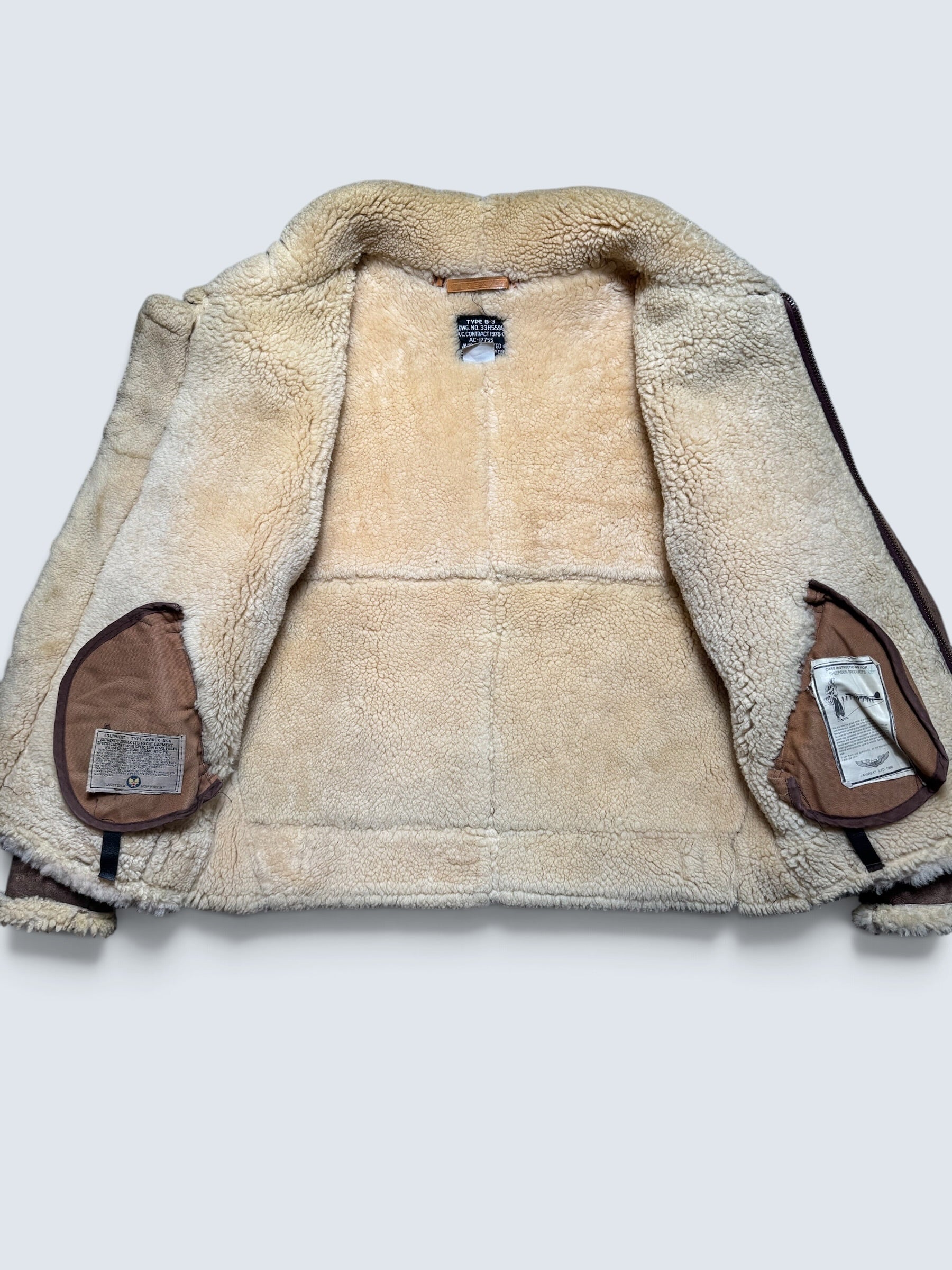 Jacket cuir flight shearling B-3 Avirex made in USA usaf brown vintage 80’s - 38 (M)