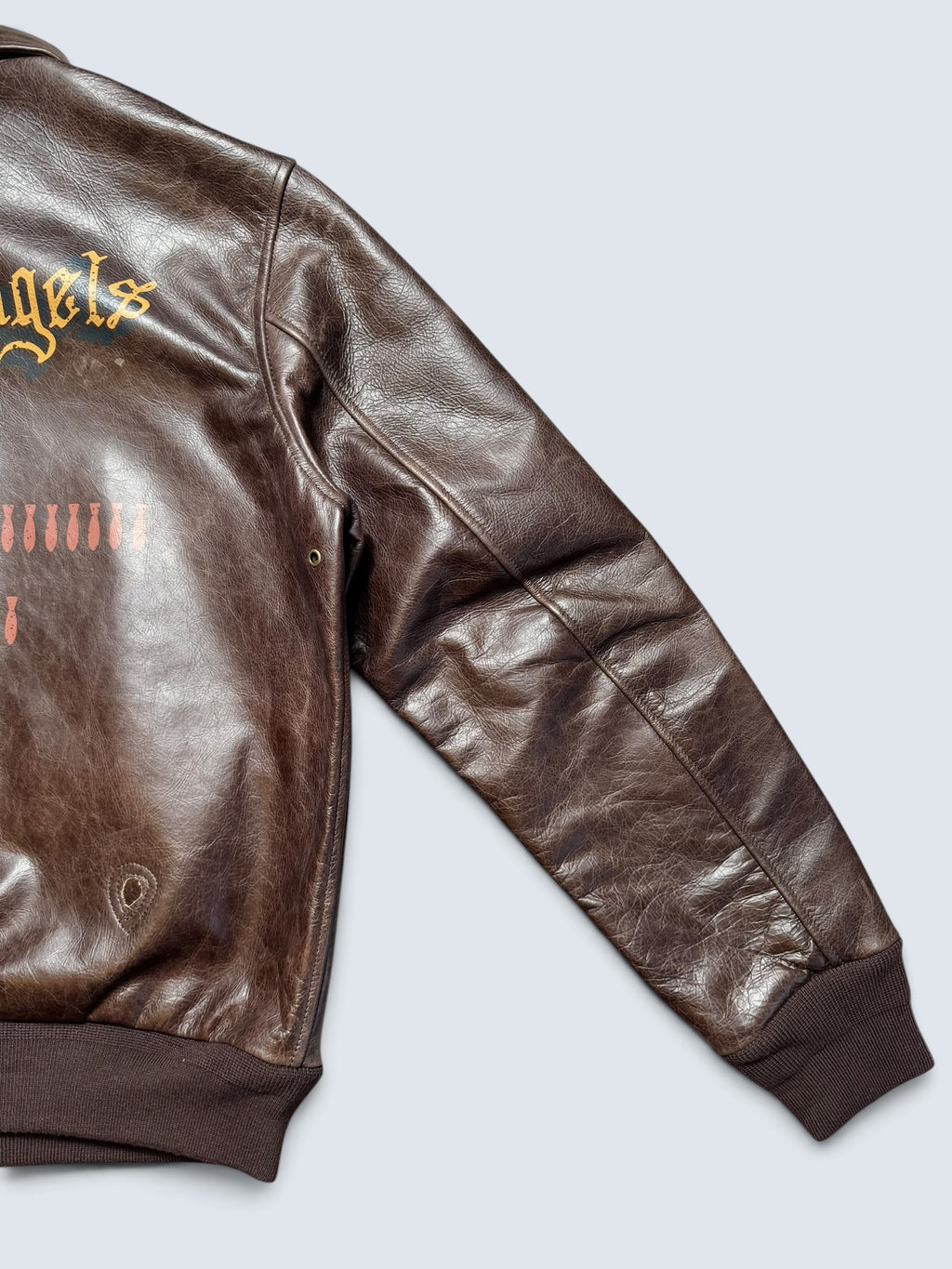 Jacket cuir horsehide flight A-2 Curphey Leather Hell's Angels patch & nose art usaf brown - 42 (L)