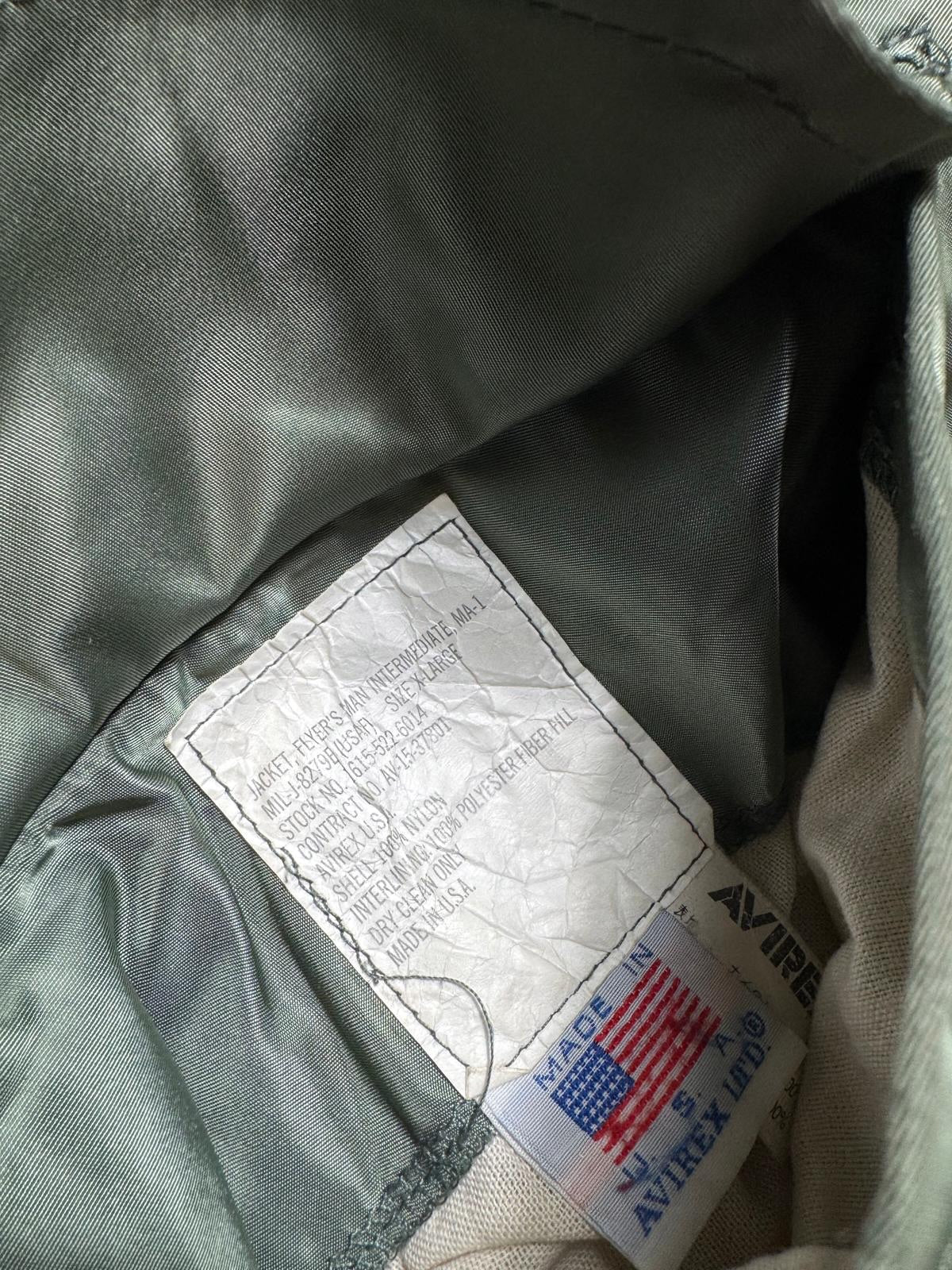 Jacket nylon bomber Ma-1 Avirex LTD made in USA usaf sage green 80’s - XL