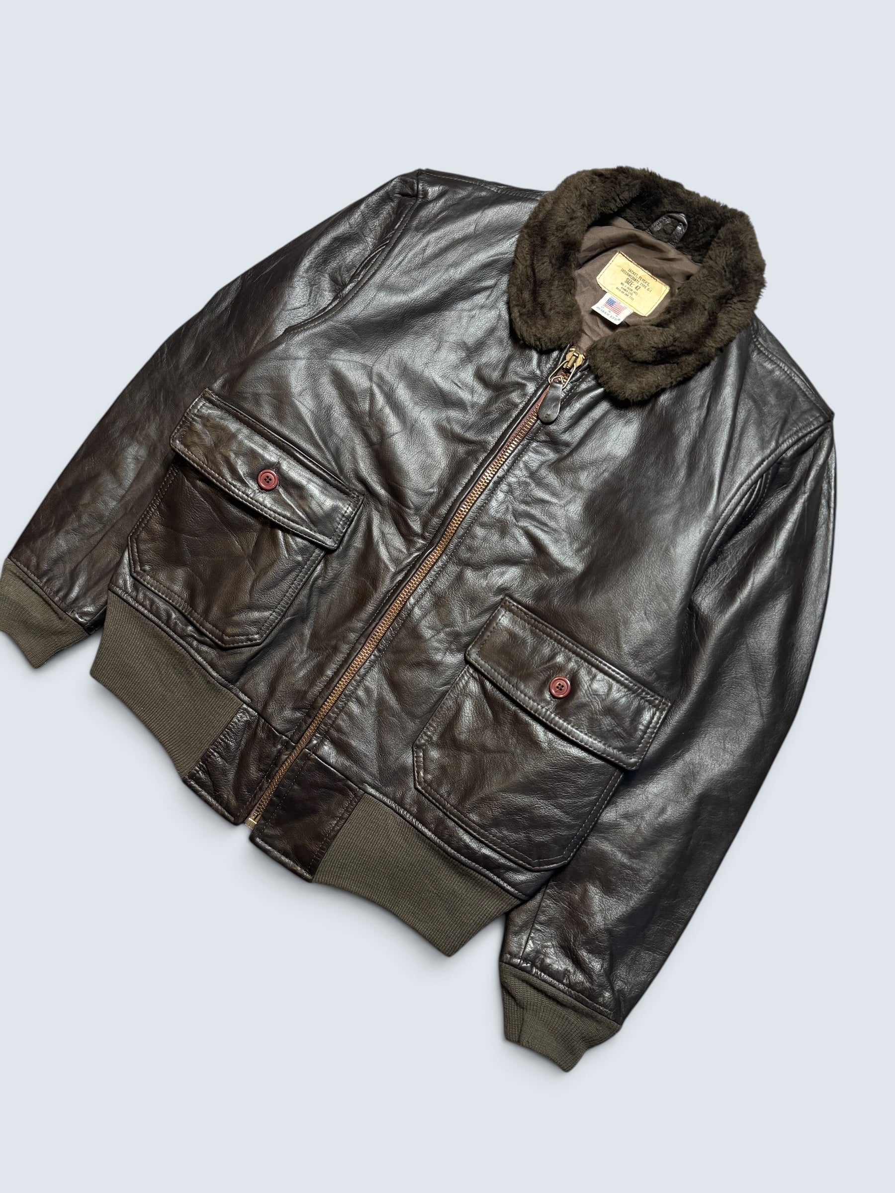 Jacket cuir cowhide flight G-1 Avirex LTD made in USA usn black 70’s - 42 (L)