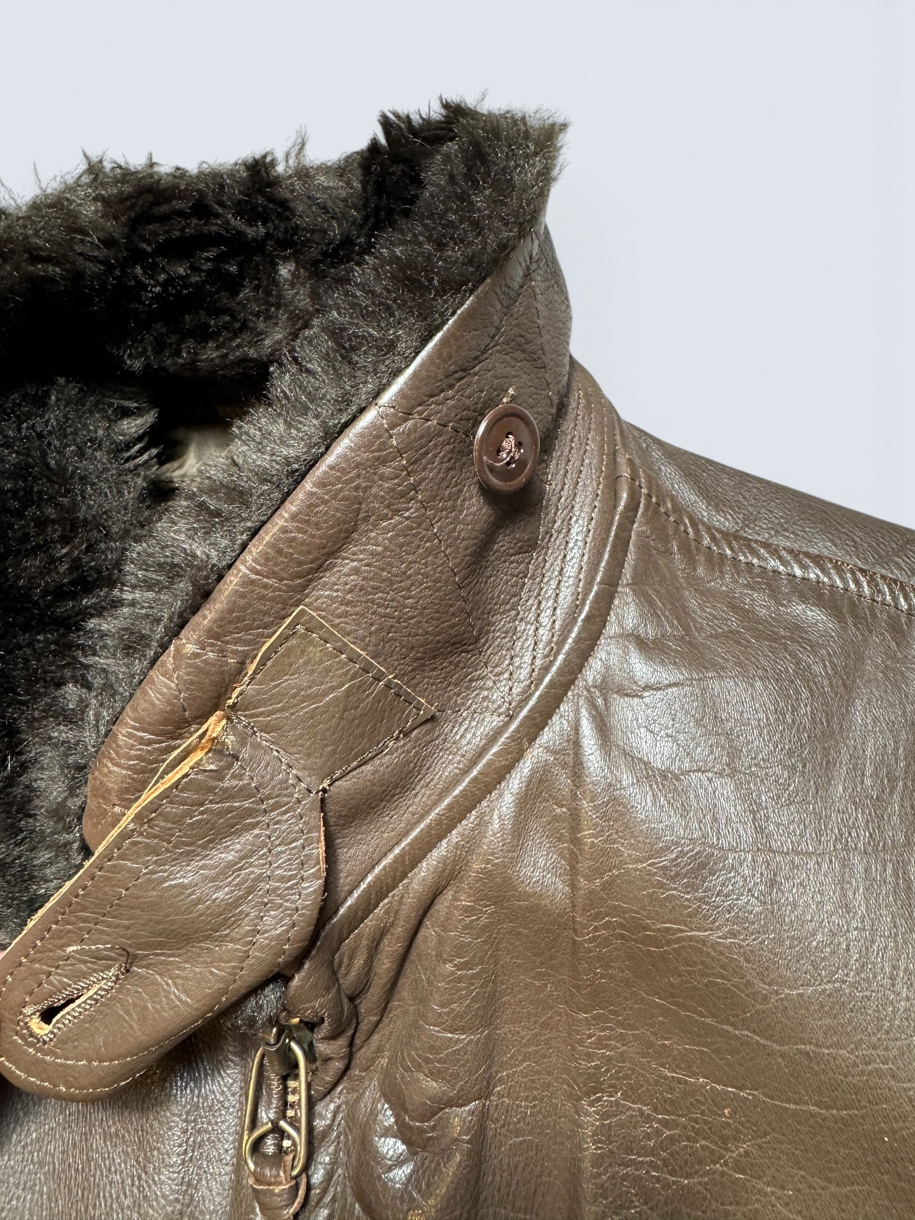 Jacket cuir goatskin flight G-1 original US Navy Brill Bros 1975 Vietnam Era - 44 (XL)