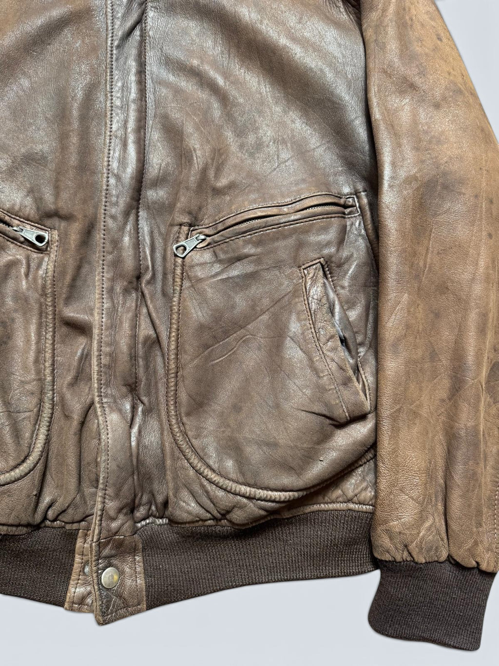 Jacket cuir flight pilot Charles Devilliers G-2 made in France brown vintage 80’s - L