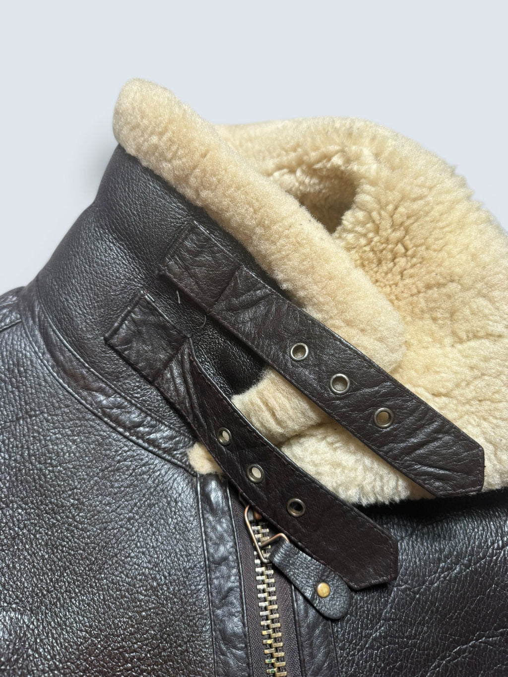 Jacket cuir bomber flight shearling aviator B-3 usaf black vintage 80’s - S/M