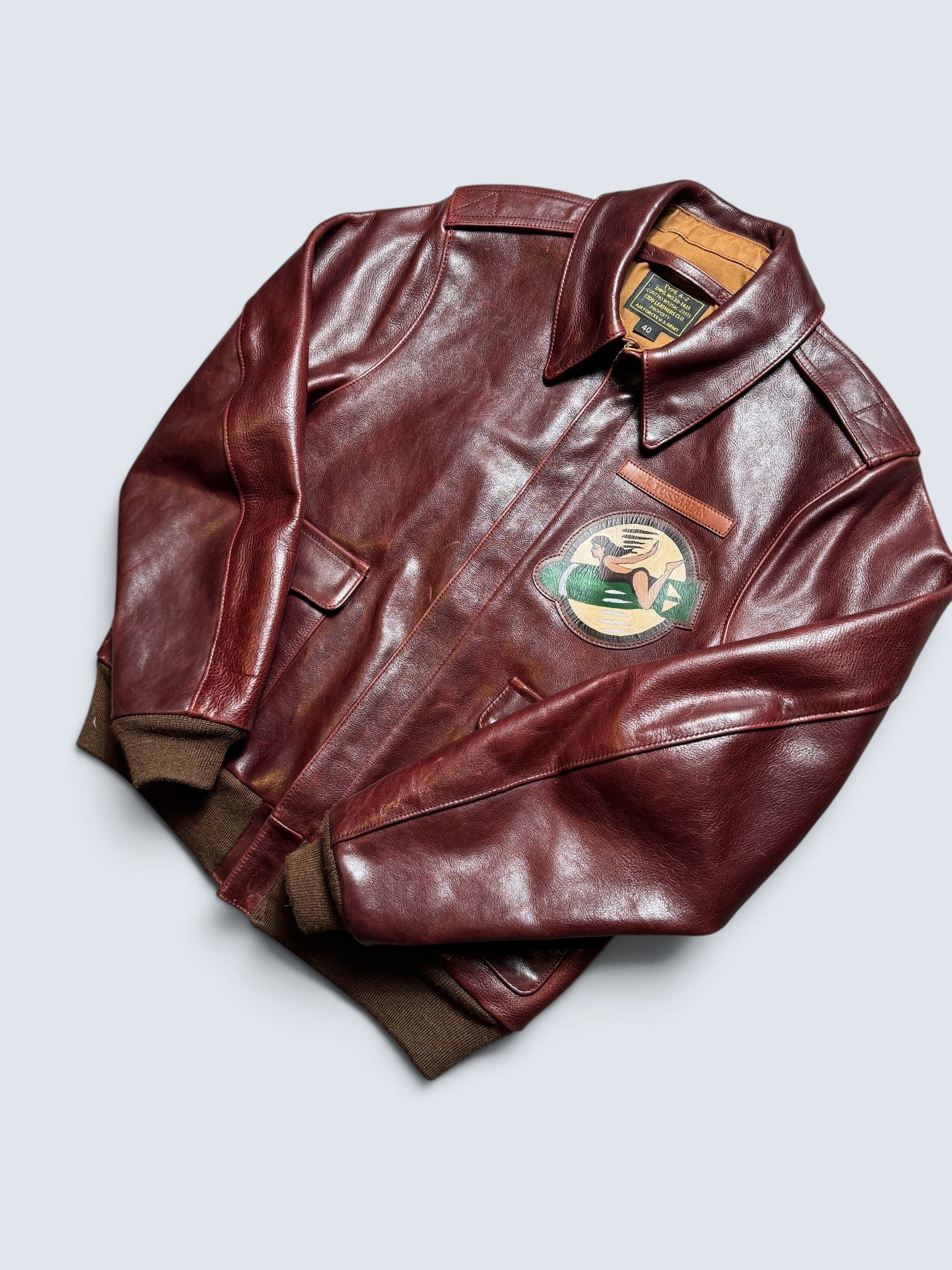 Jacket cuir cowhide bomber flight A-2 Cidu Leathers Clo. patch Catch-22 usaf brown - 40 (S/M)