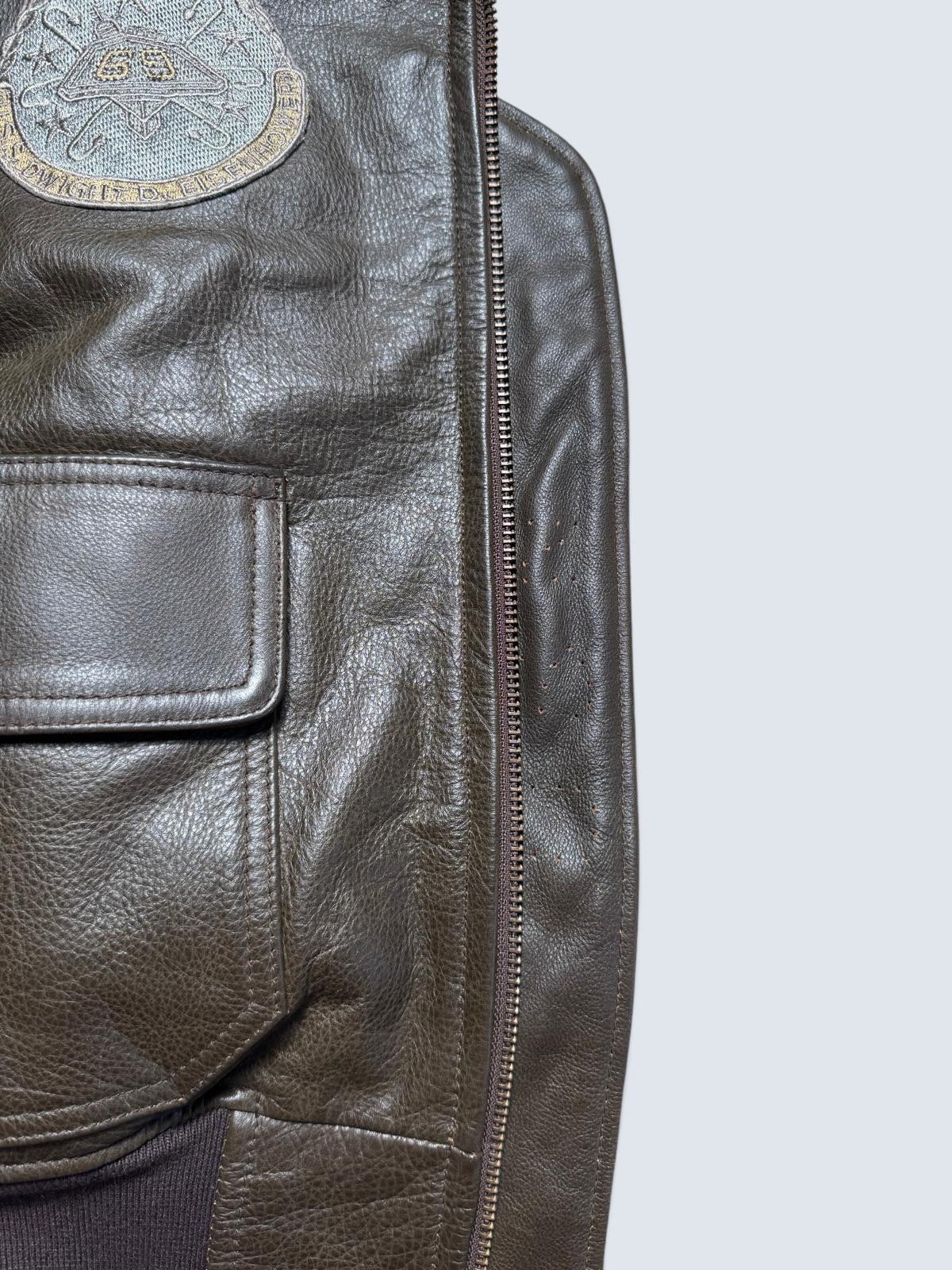 Jacket cuir cowhide flight G-1 Avirex LTD Japan exclusive Top Gun usn full patch brown 00’s - L