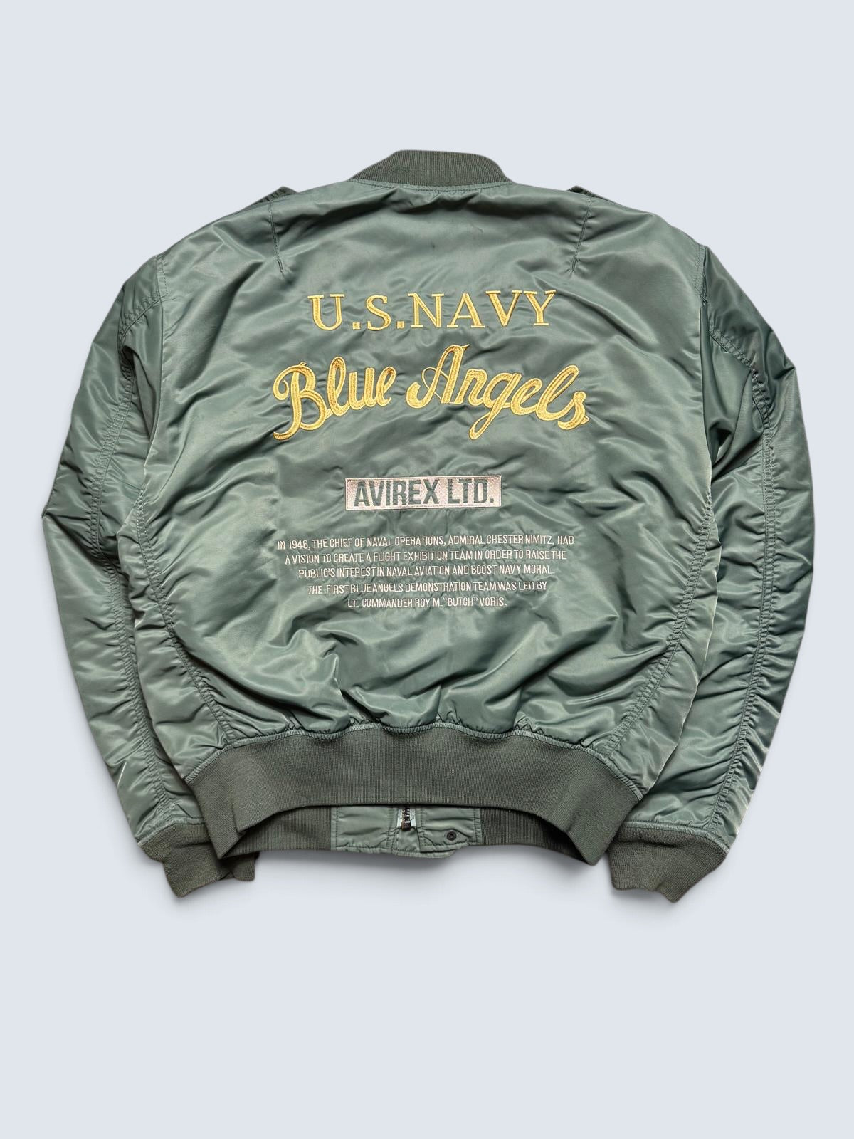 Jacket bomber flight L-2b Avirex ltd Blue Angels usn full patch kaki vintage 00’s - M/L