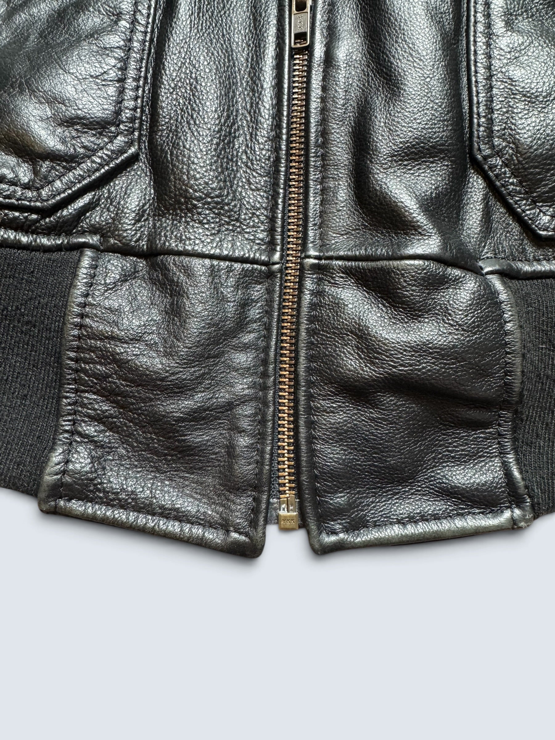 Jacket cuir cowhide flight G-1 Avirex Fly Japan exclusive Top Gun usn full patch black - M/L