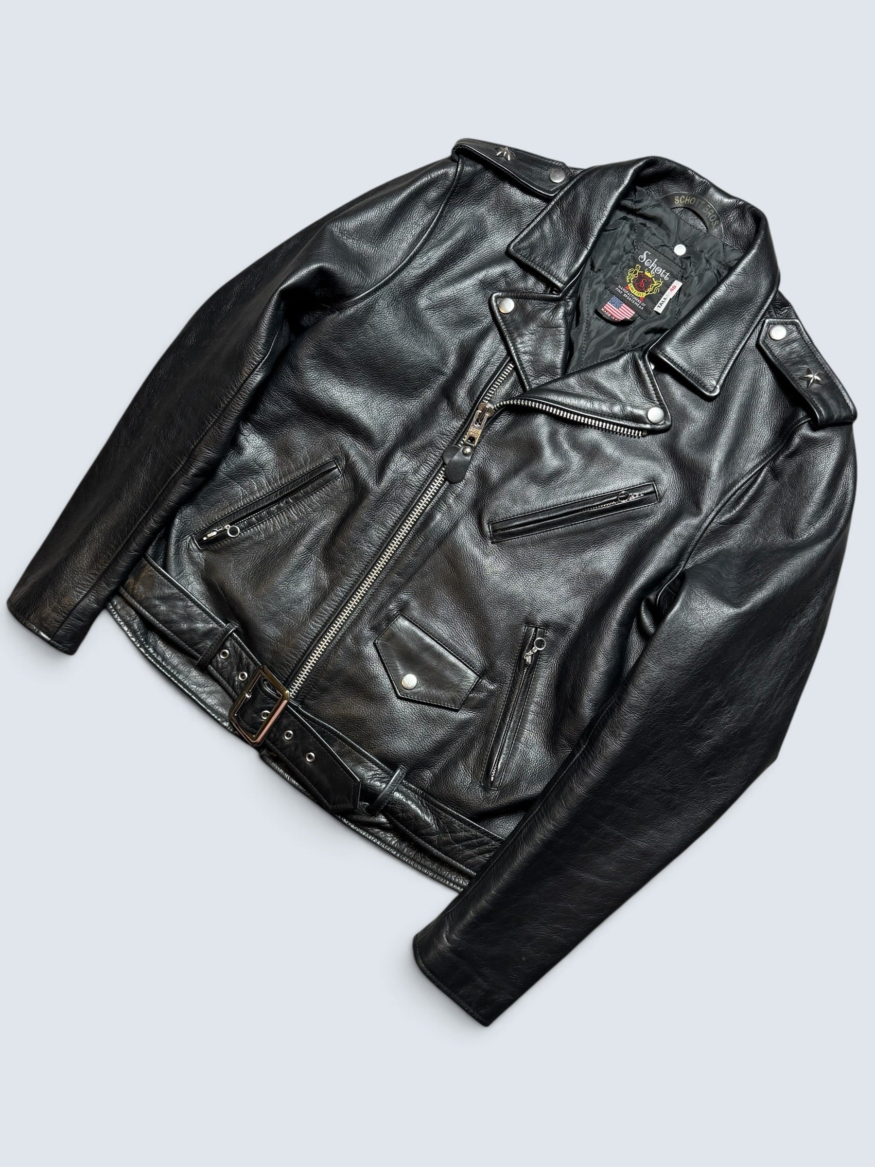 Jacket cuir cowhide biker/motorcycle Perfecto Schott Bros. Japan exclusive 7164 made in USA black 00's - 40 (M/L)