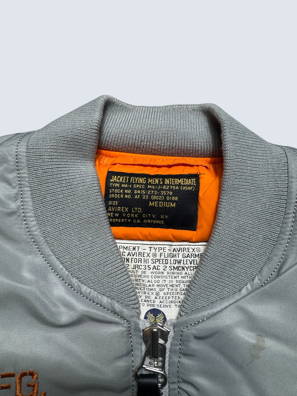 Jacket nylon bomber flight Ma-1 Avirex LTD Japan exclusive Flying Circus embroidery grey 00's - M