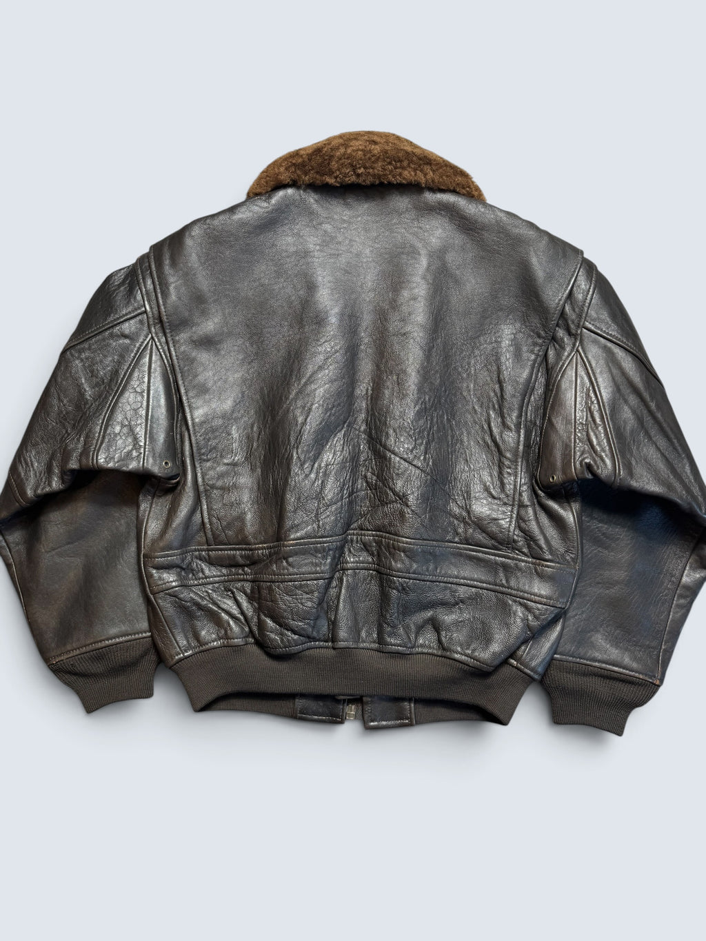 Jacket cuir cowhide flight G-1 col shearling Avirex Japan usn black 90’s - S/M