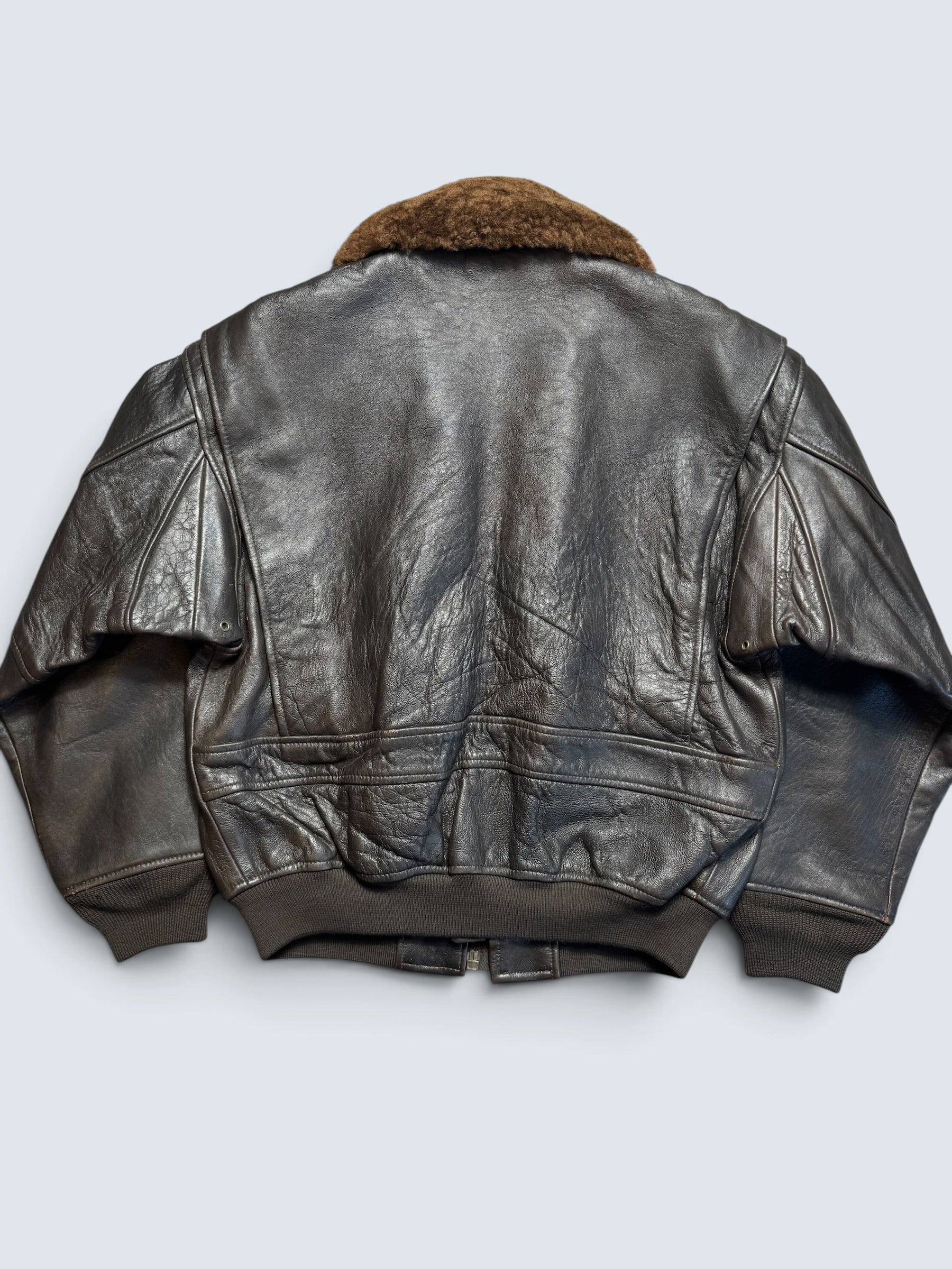 Jacket cuir cowhide flight G-1 col shearling Avirex Japan usn black 90’s - S/M