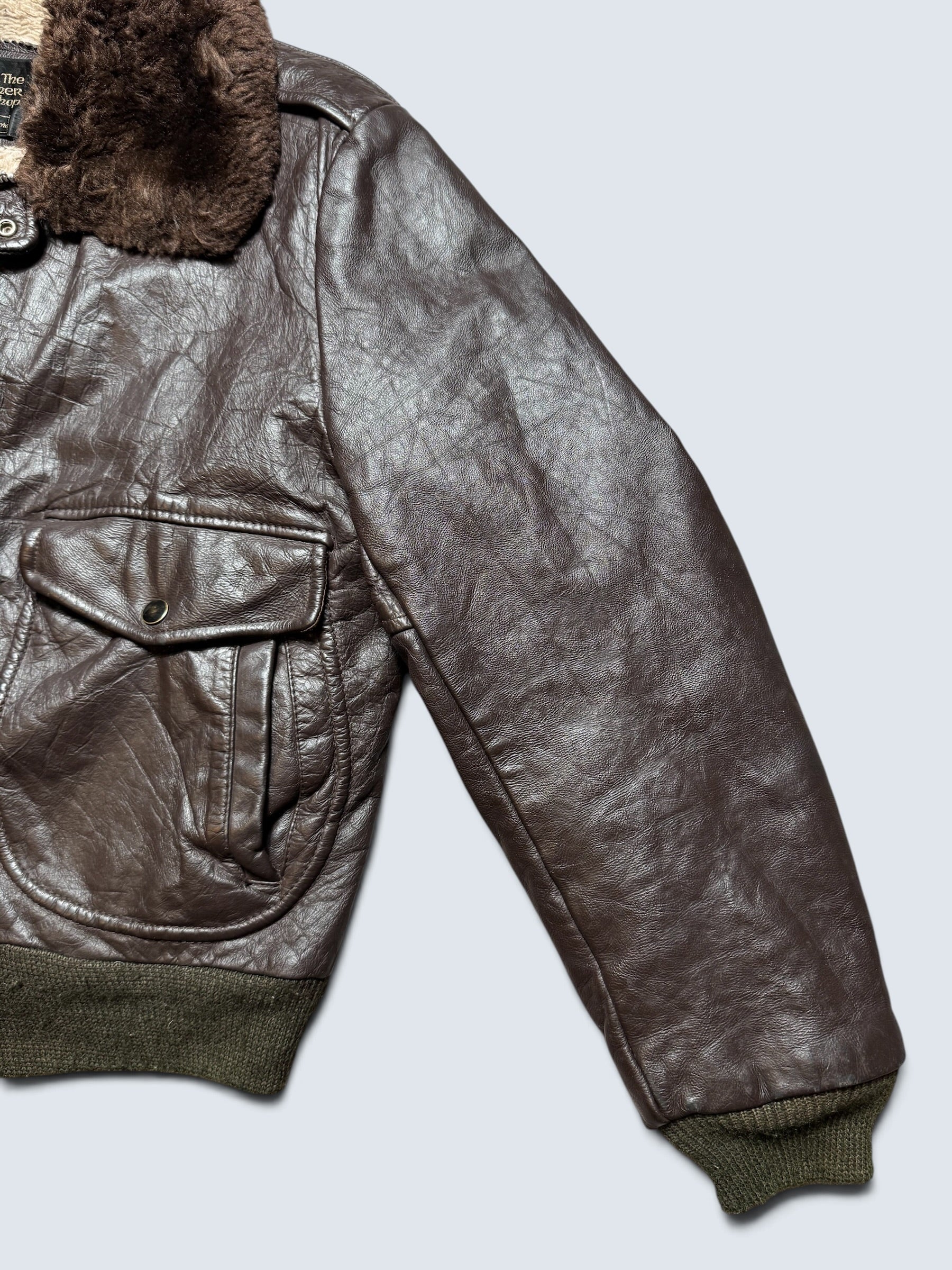 Jacket cuir cowhide flight bomber The Leather Shop Sears made in USA brown 70’s - 40 (M)