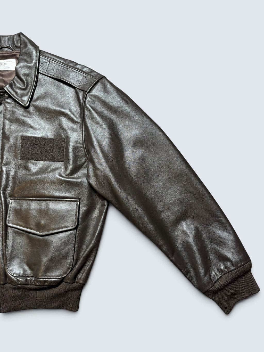Jacket cuir bomber flight A-2 Dragon Tooth velcro patch usaf black - 40 (M/L)
