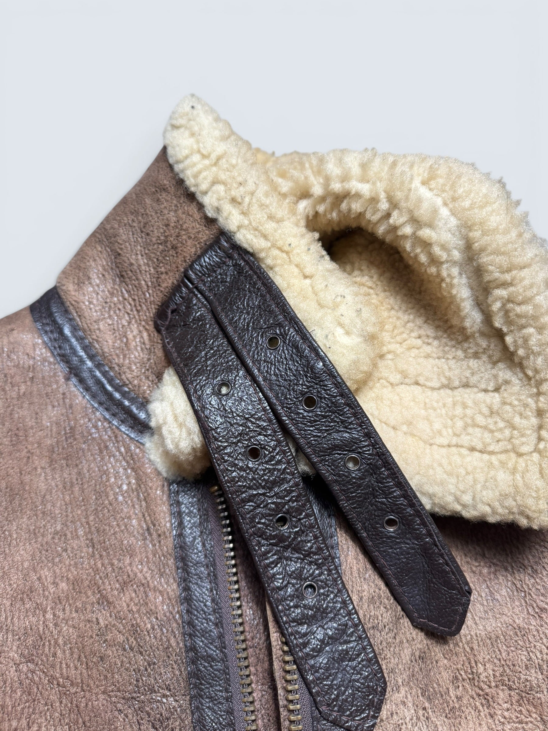 Jacket cuir flight shearling B-3 Schott made in USA usaf brown vintage 80’s - 38 (M)