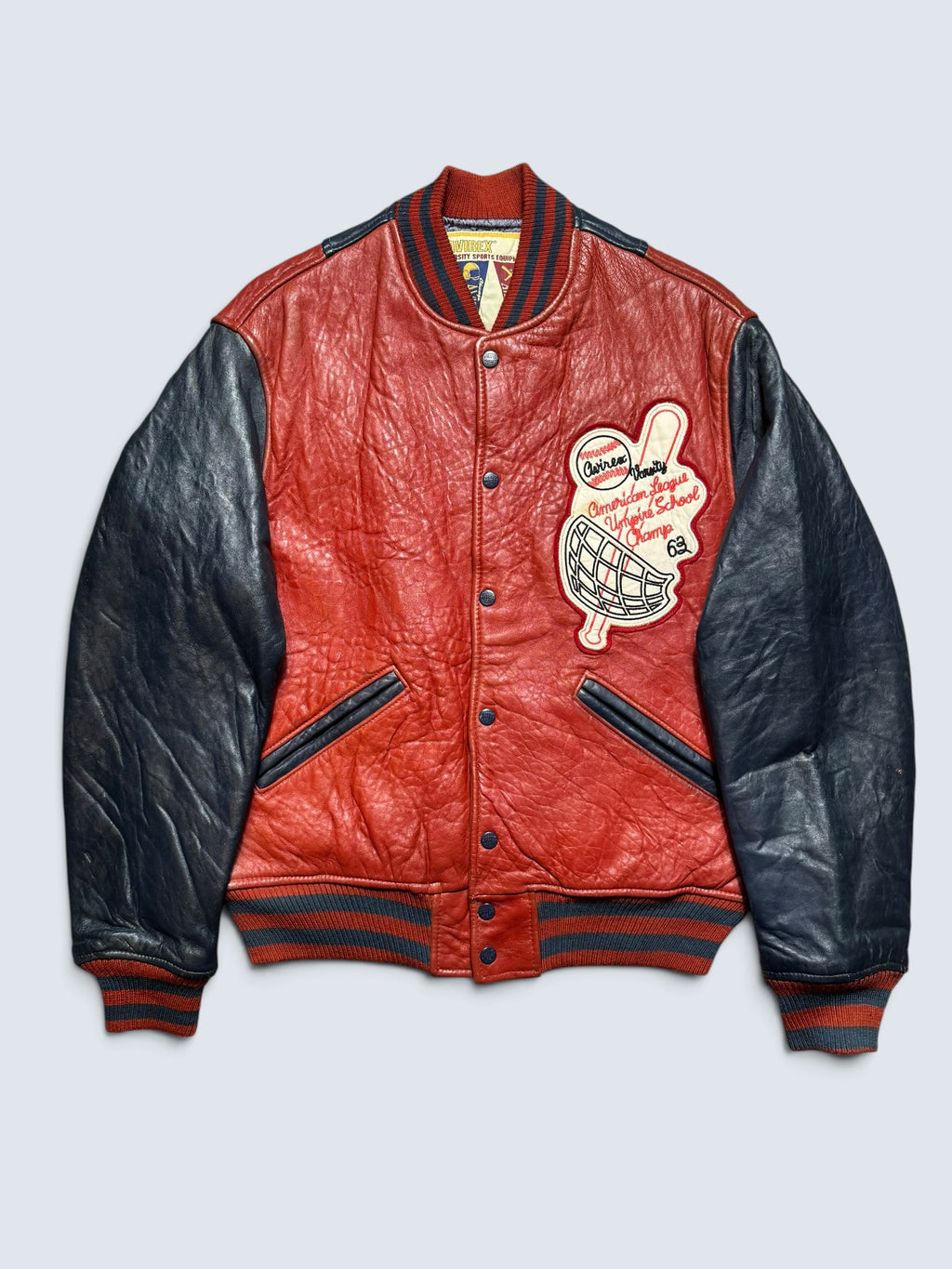Jacket leather varsity baseball sport Avirex ltd usa wash dc red vintage 90’s - S