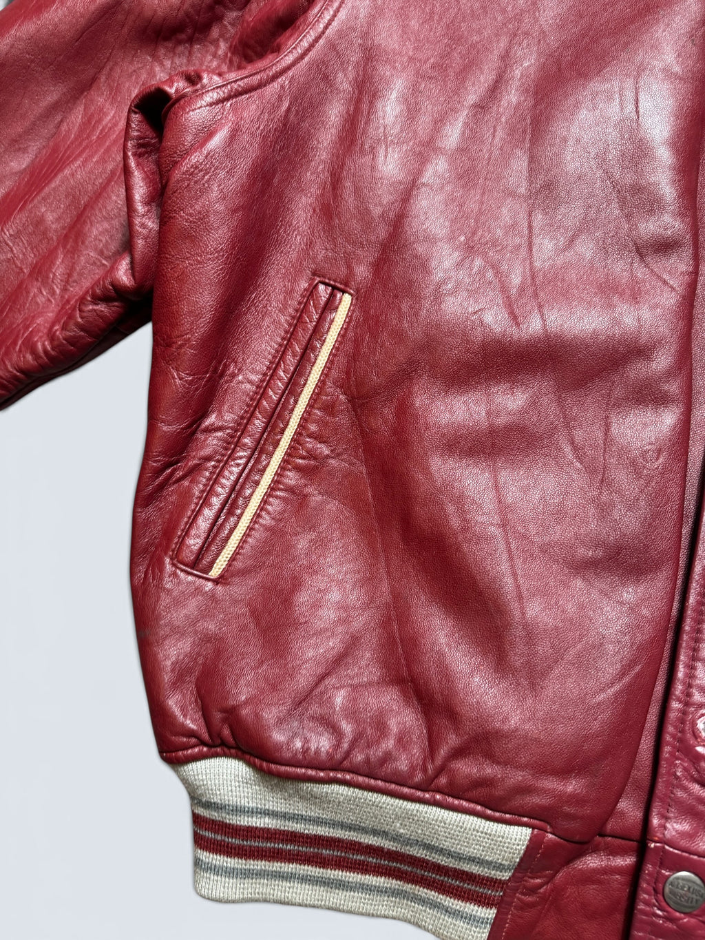 Jacket cuir cowhide varsity sport Avirex superbike team usa burgundy vintage 90's - XL