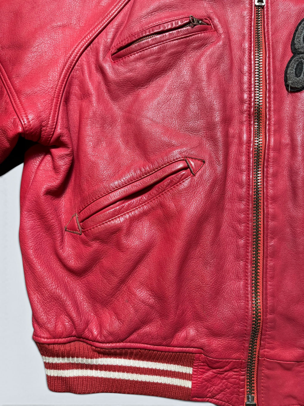 Jacket cuir varsity baseball Avirex ltd made in USA track field red vintage 80/90’s - M