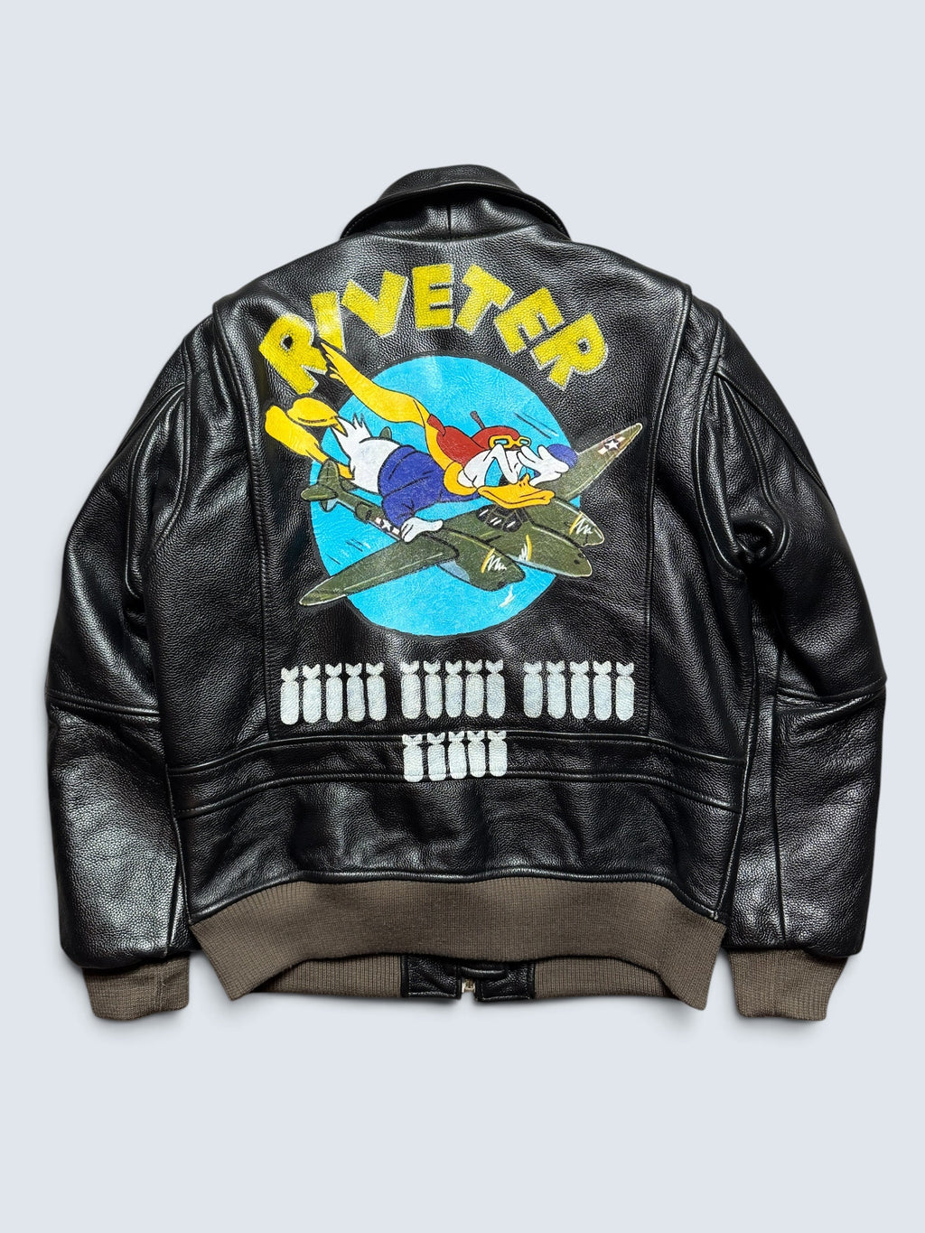 Jacket cuir cowhide flight G-1 Life Tools usn Donald Duck full patch black 90’s - M/L