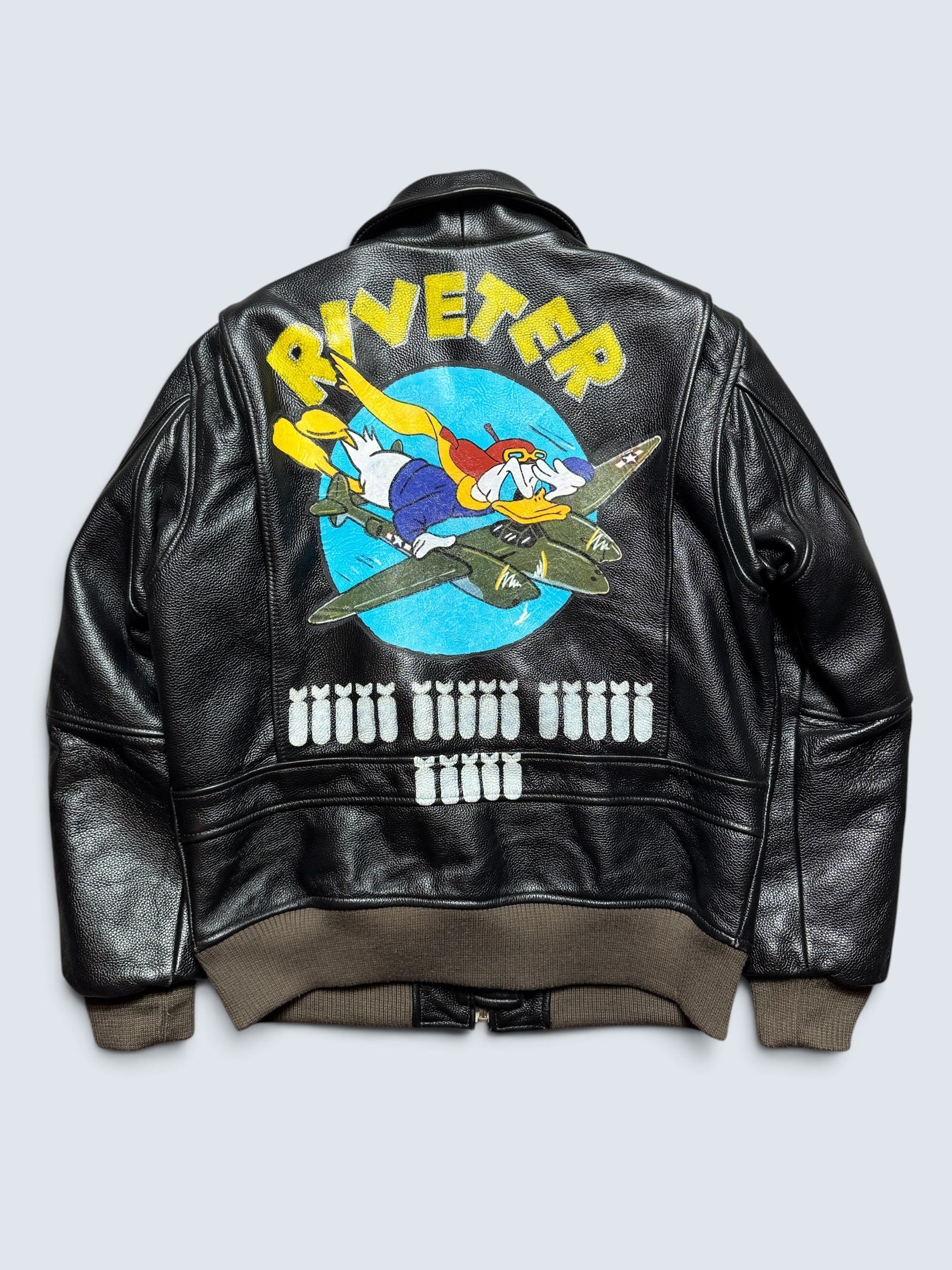 Jacket cuir cowhide flight G-1 Life Tools usn Donald Duck full patch black 90’s - M/L