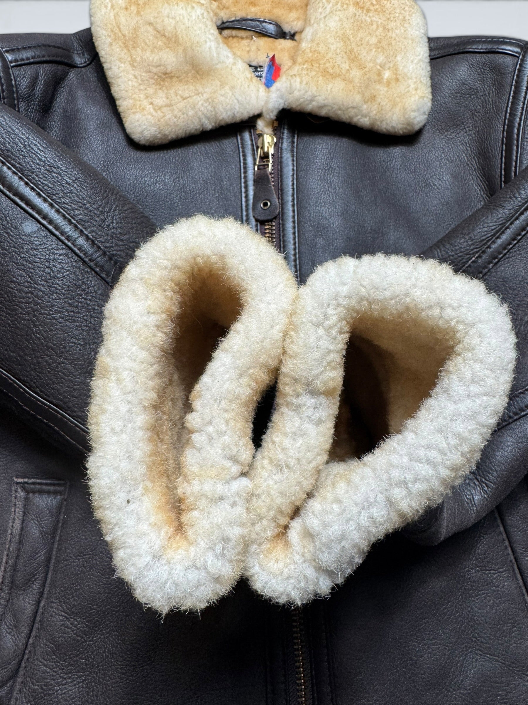 Jacket cuir flight shearling B-3 Avirex made in USA usaf black vintage 80’s - 38 (M)