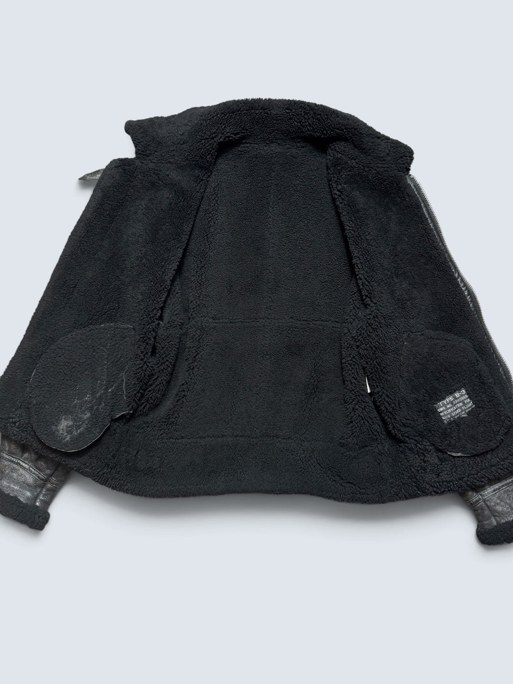 Jacket cuir flight shearling B-3 High Speed Flight Japan usaf black vintage 90’s - L