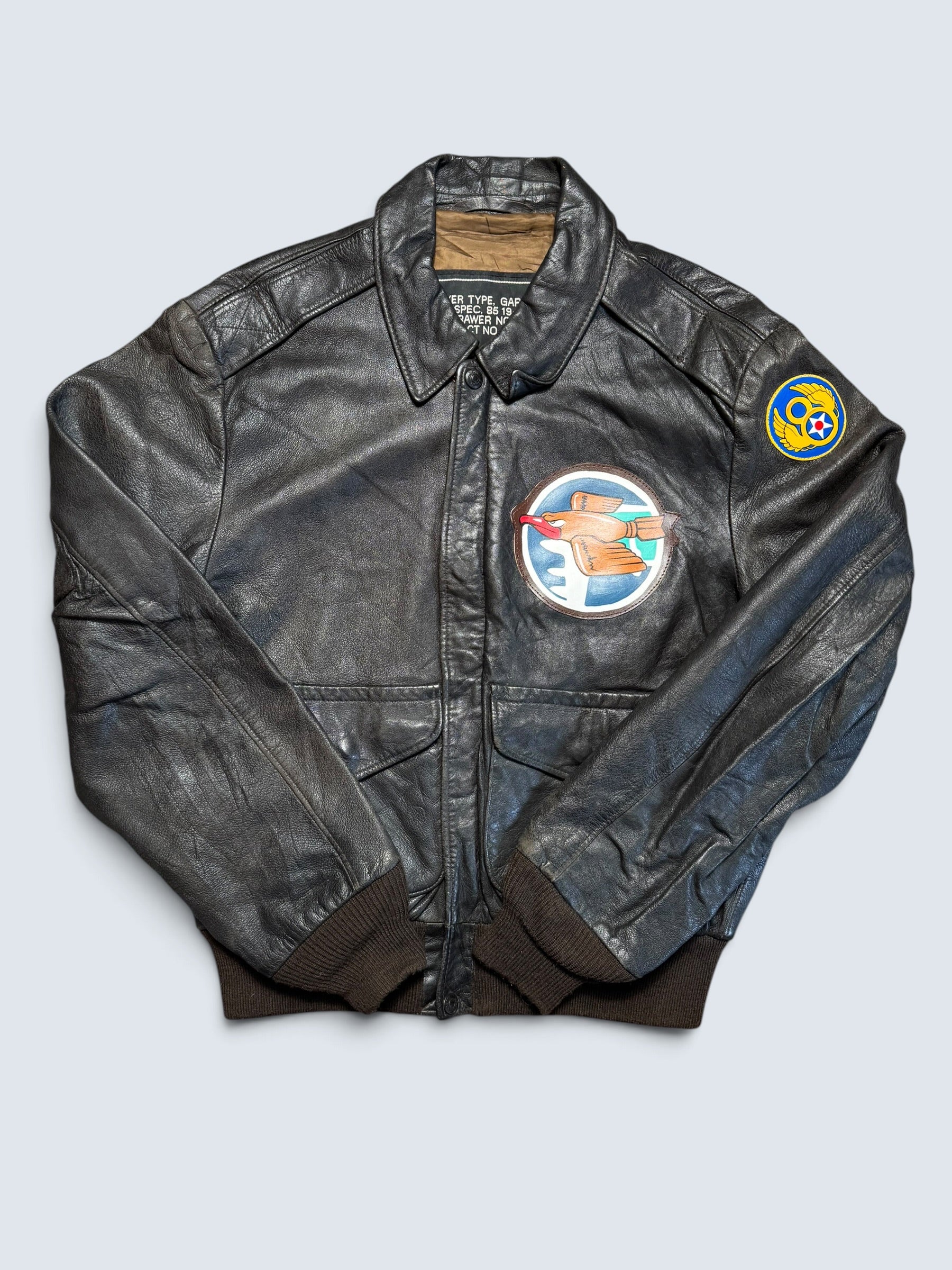 Jacket cuir flight A-2 Schott usa usaf Shoo Shoo Baby nose art patch black 80’s - 42 (M/L)
