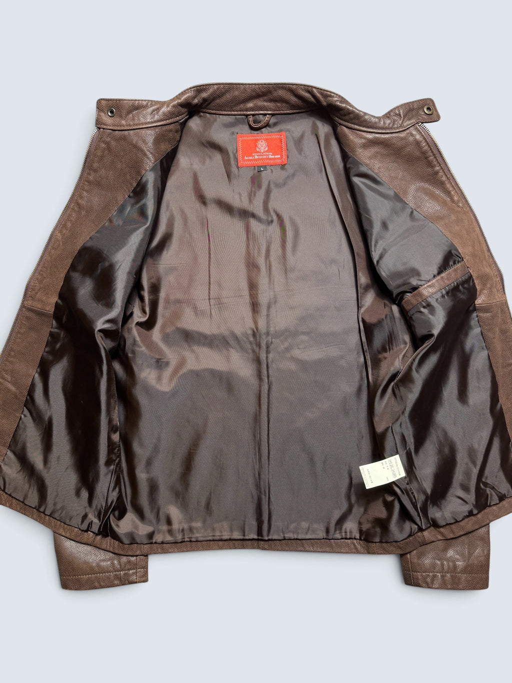 café racer col Avirex Officers Uniform made in Japan brown vintage 00's - S/M – vue détail 7 – SO INDUSTRIE