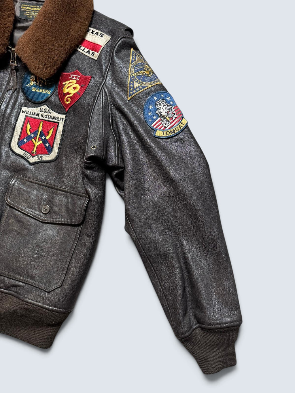 Jacket/veste cuir cowhide flight G-1 Avirex LTD Japan exclusive Top Gun usn full patch black - 44 (XL)