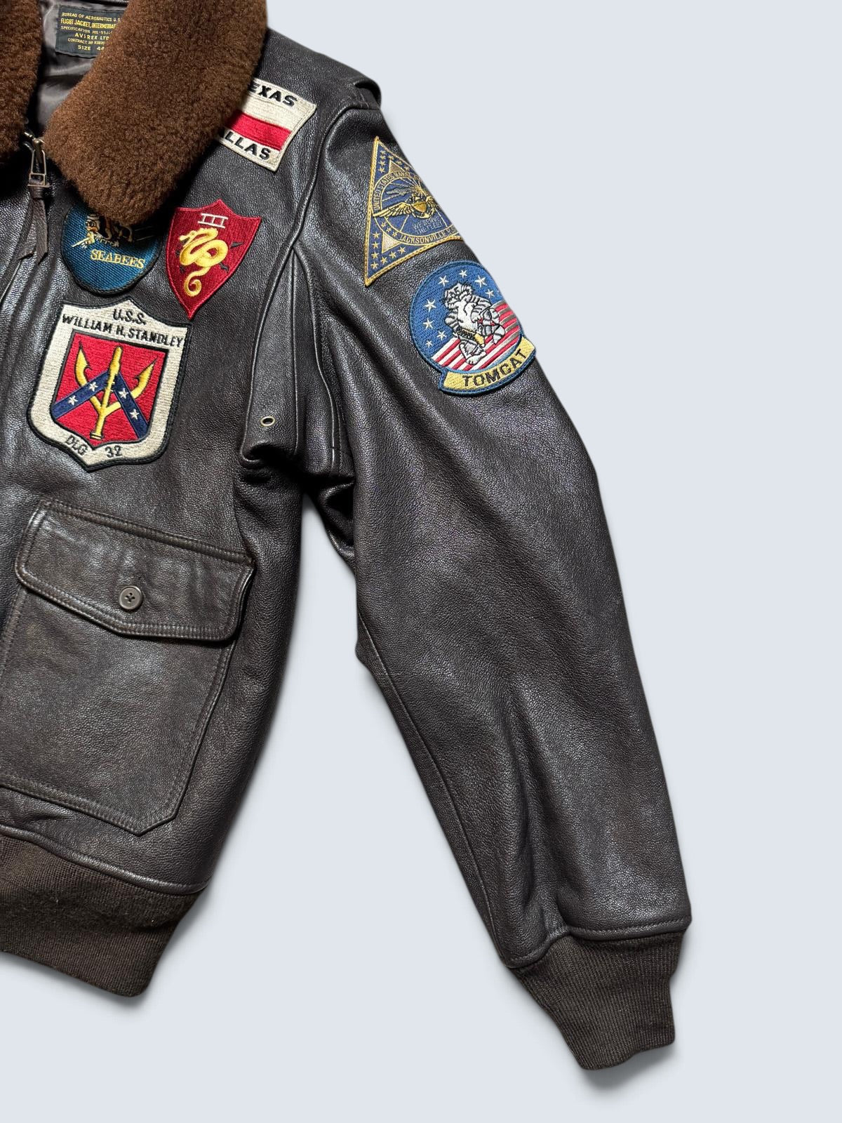 Jacket/veste cuir cowhide flight G-1 Avirex LTD Japan exclusive Top Gun usn full patch black - 44 (XL)