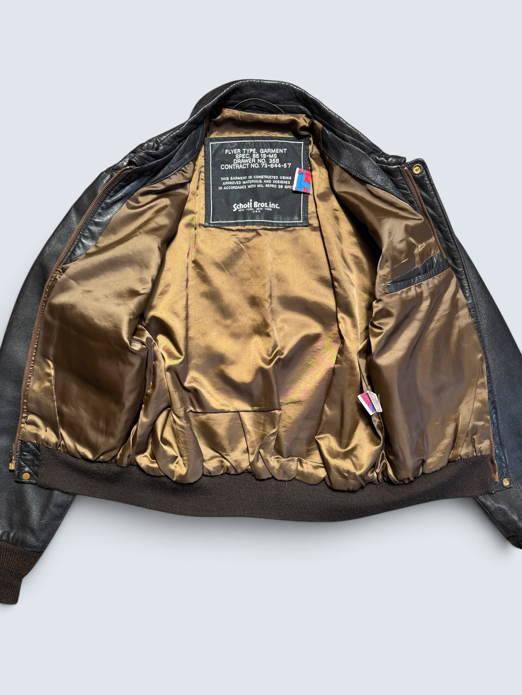 Jacket cuir cowhide flight A-2 Schott made in USA usaf black & brown 80’s - 40 (M)