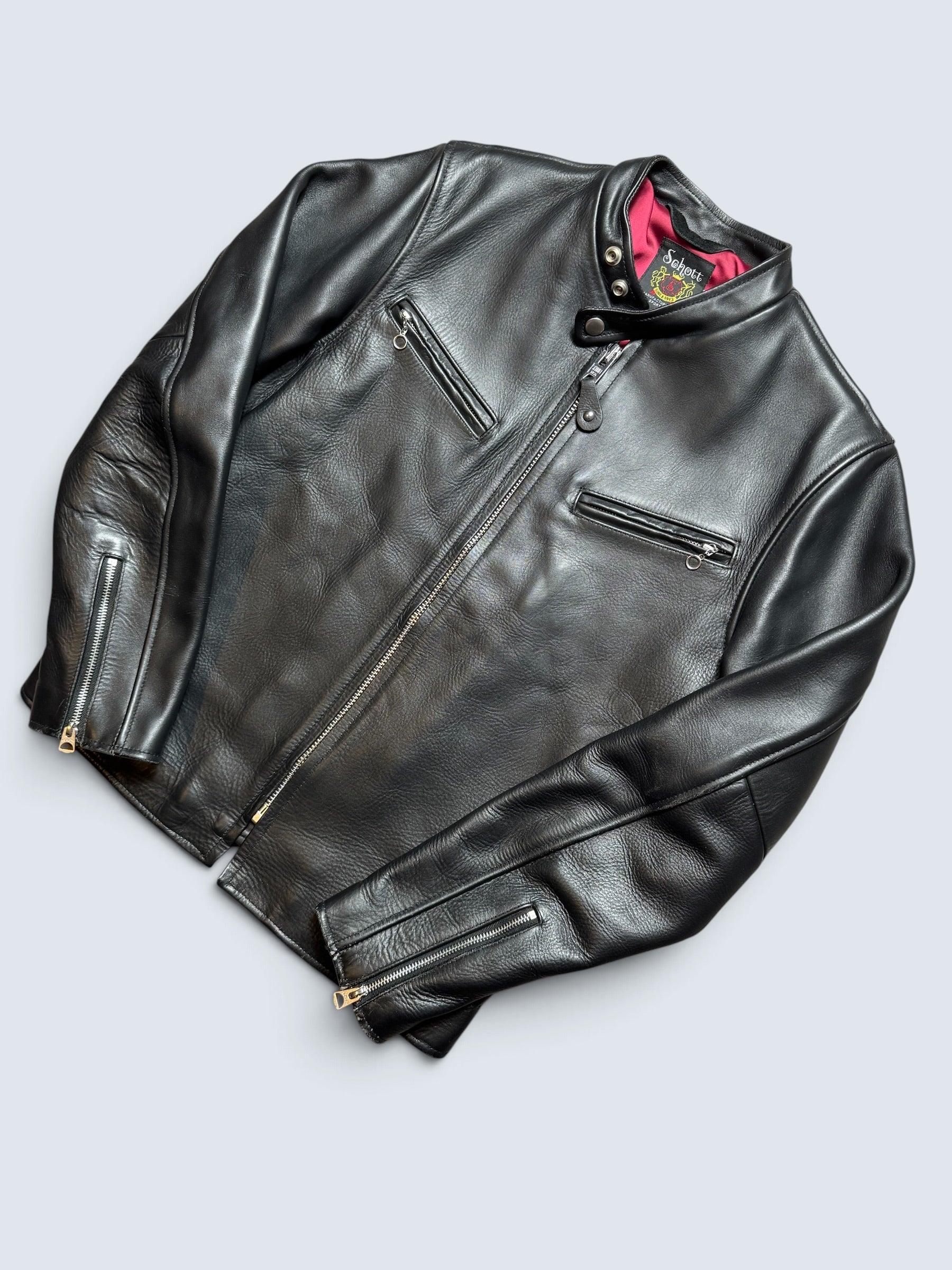 Jacket cuir cowhide Cafe Racer motorcycle Schott Bros. made in USA 641xx Japan exclusive black 00's - 38 (M)