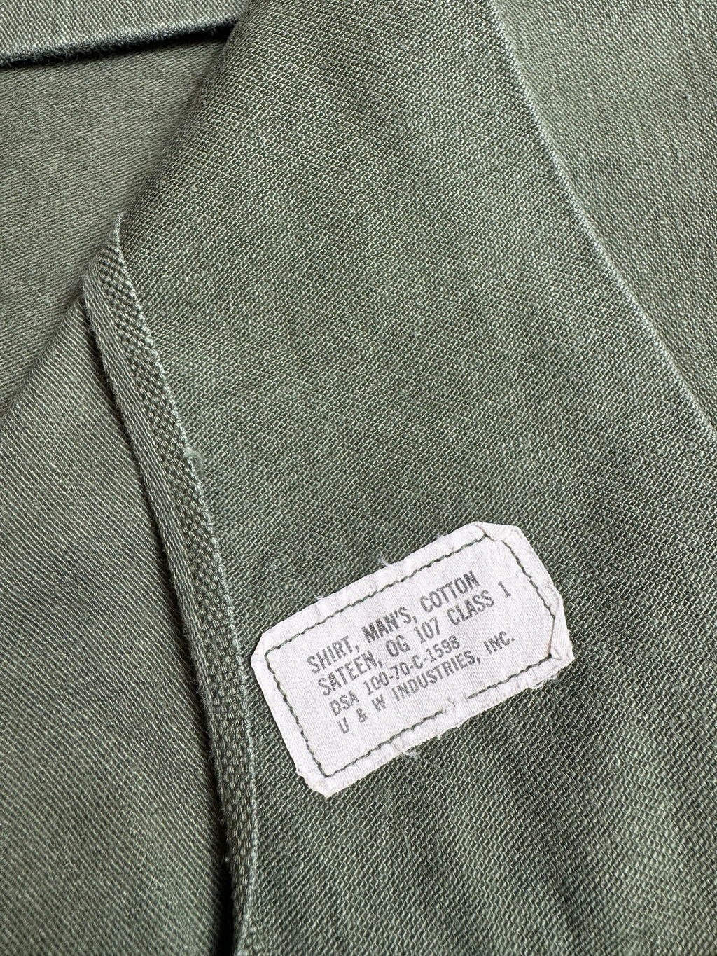 Jacket army Fatigue Shirt OG-107 cotton sateen U & W Industries 72nd Infantry Vietnam 1970 - M