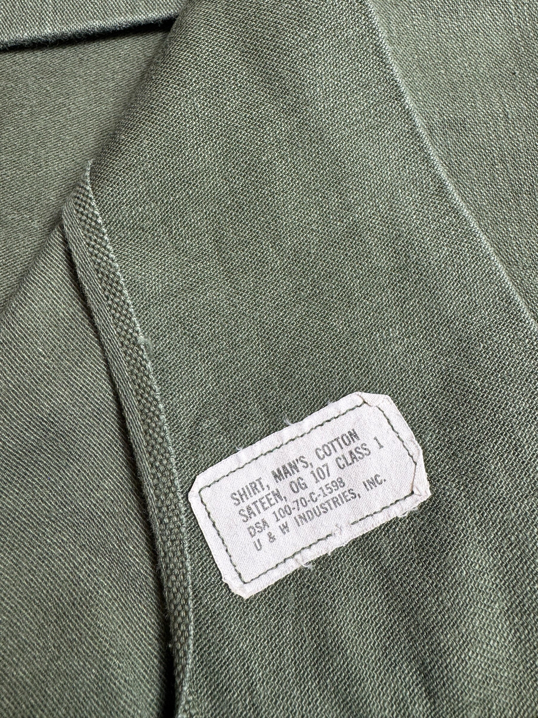 Jacket army Fatigue Shirt OG-107 cotton sateen U & W Industries 72nd Infantry Vietnam 1970 - M